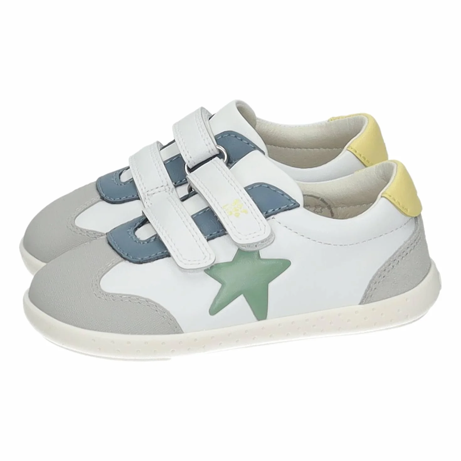 GARVALÍN 262320-C863 Calzado Respetuoso Barefoot Infantil con Doble Cinta Textil Adhesiva, Puntera Ancha y Suela Flexible Blanca Azul Gris NIÑO Deportivos