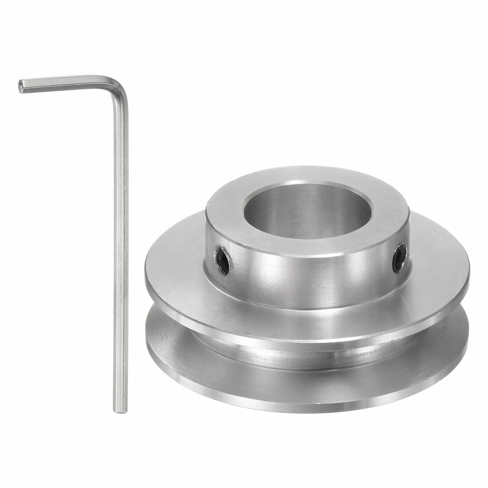 sourcing map Polea de Ranura Única 15mm Diámetro Fijo 40mm Diámetro Exterior Aleación de Aluminio Llave Hexagonal