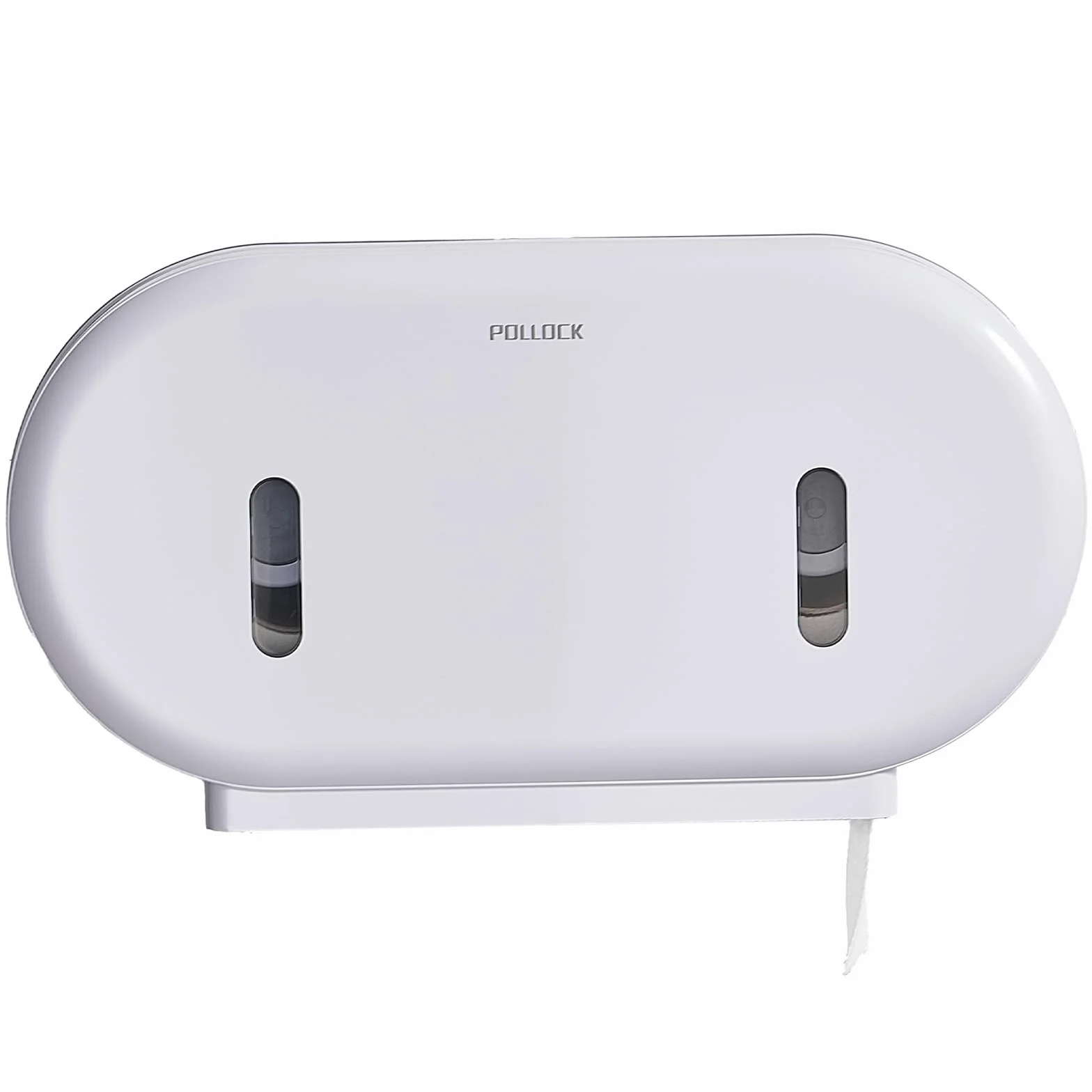 Pollock Dispensador de Doble Rollo de Papel Higiénico Jumbo, Capacidad Extragrande, Sin Agujeros, Blanco