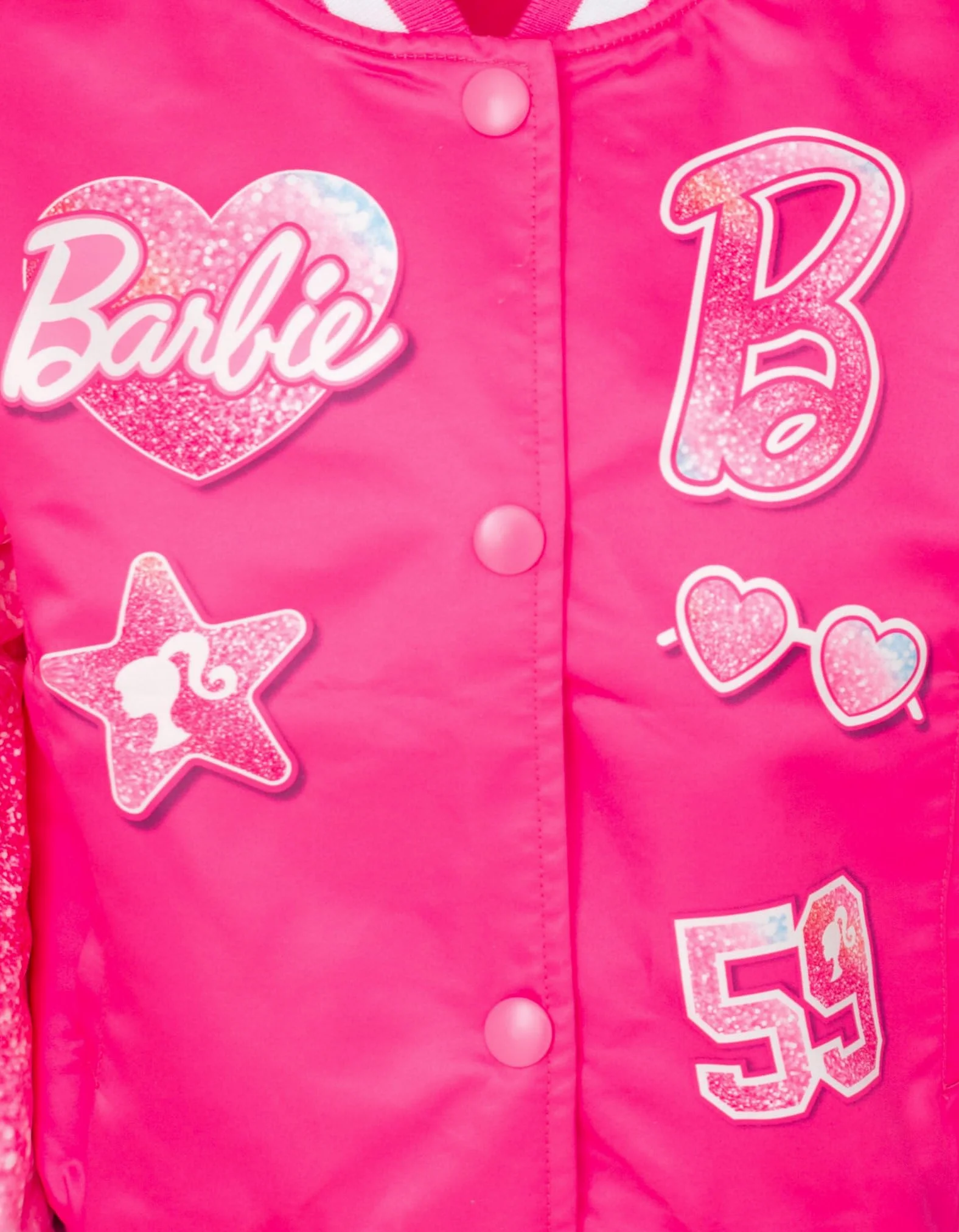 Barbie Chaqueta bomber universitaria para niñas, tallas de niño pequeño a niño grande (4-14-16)