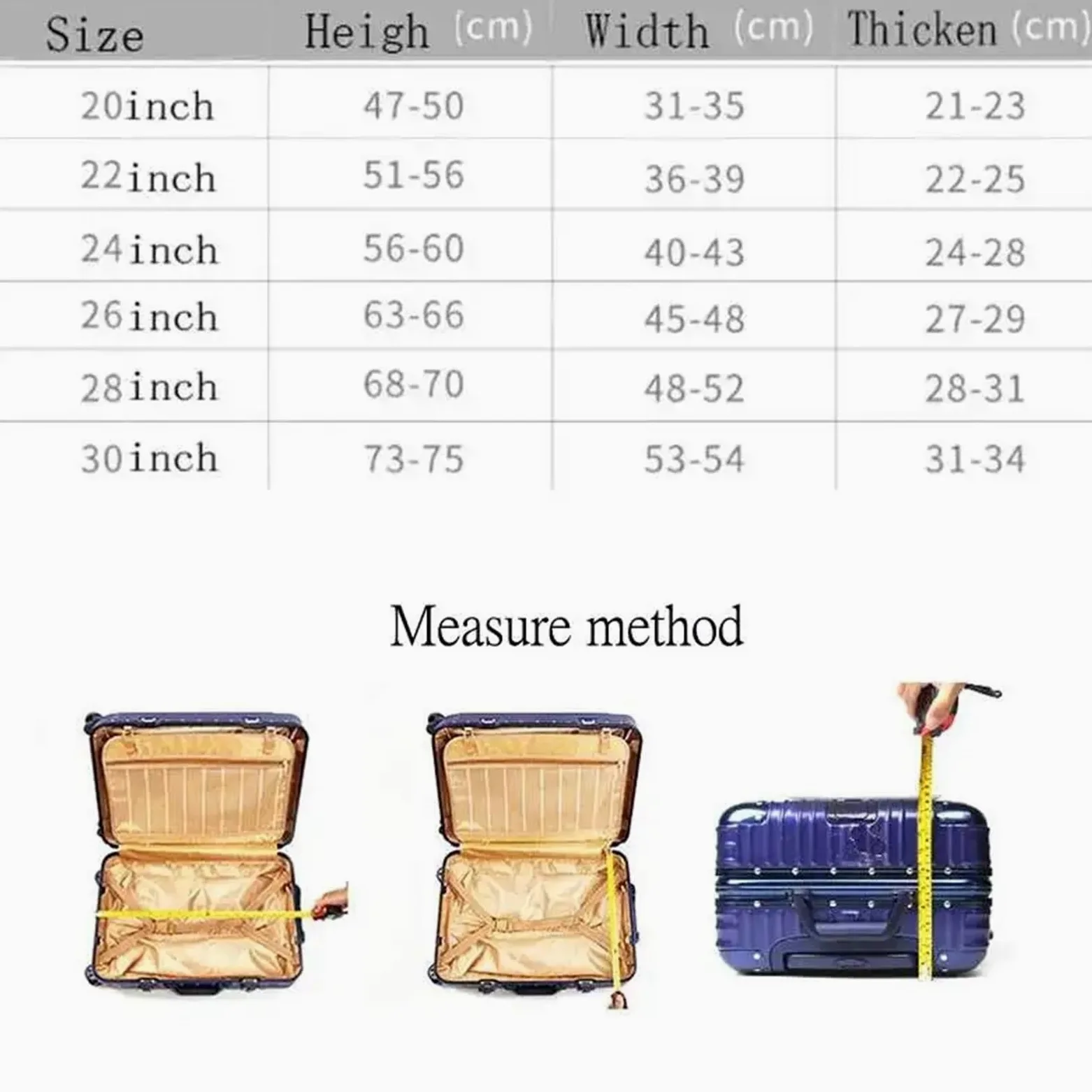 Cubierta de Equipaje Funda Transparente Universal con Cremallera, Protector de Maleta, Cubierta de Equipaje Habitual, 22 "24" 26 "28" 30 "de Espesor, Accesorios de Viaje de PVC(26inch)