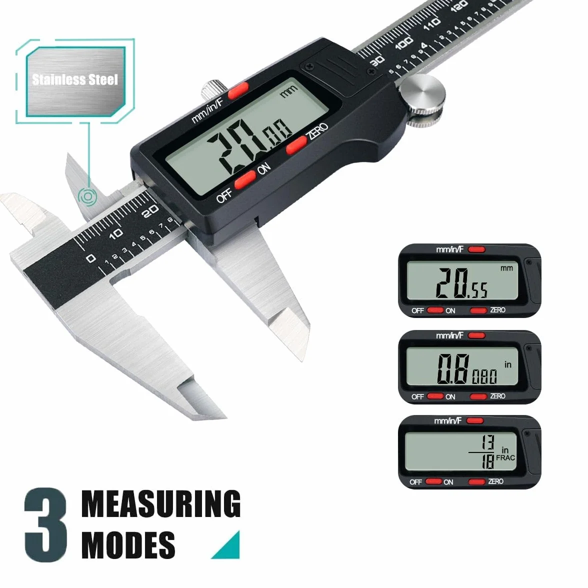 Kynup Calibre Digital Acero Inoxidable 150mm/6 Pulgadas, Pie de Rey Profesional con Pantalla LCD, Precisión 0.01mm