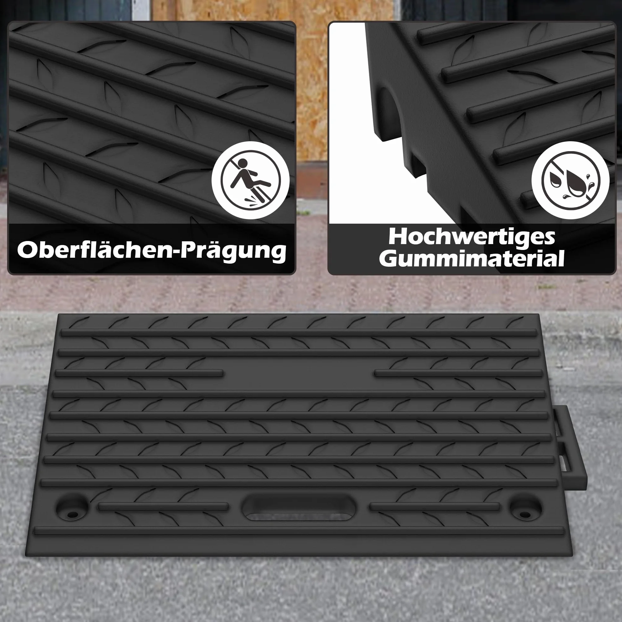 Froadp 2 piezas rampa de bordillo de goma para auto motocicleta vehículo silla de ruedas