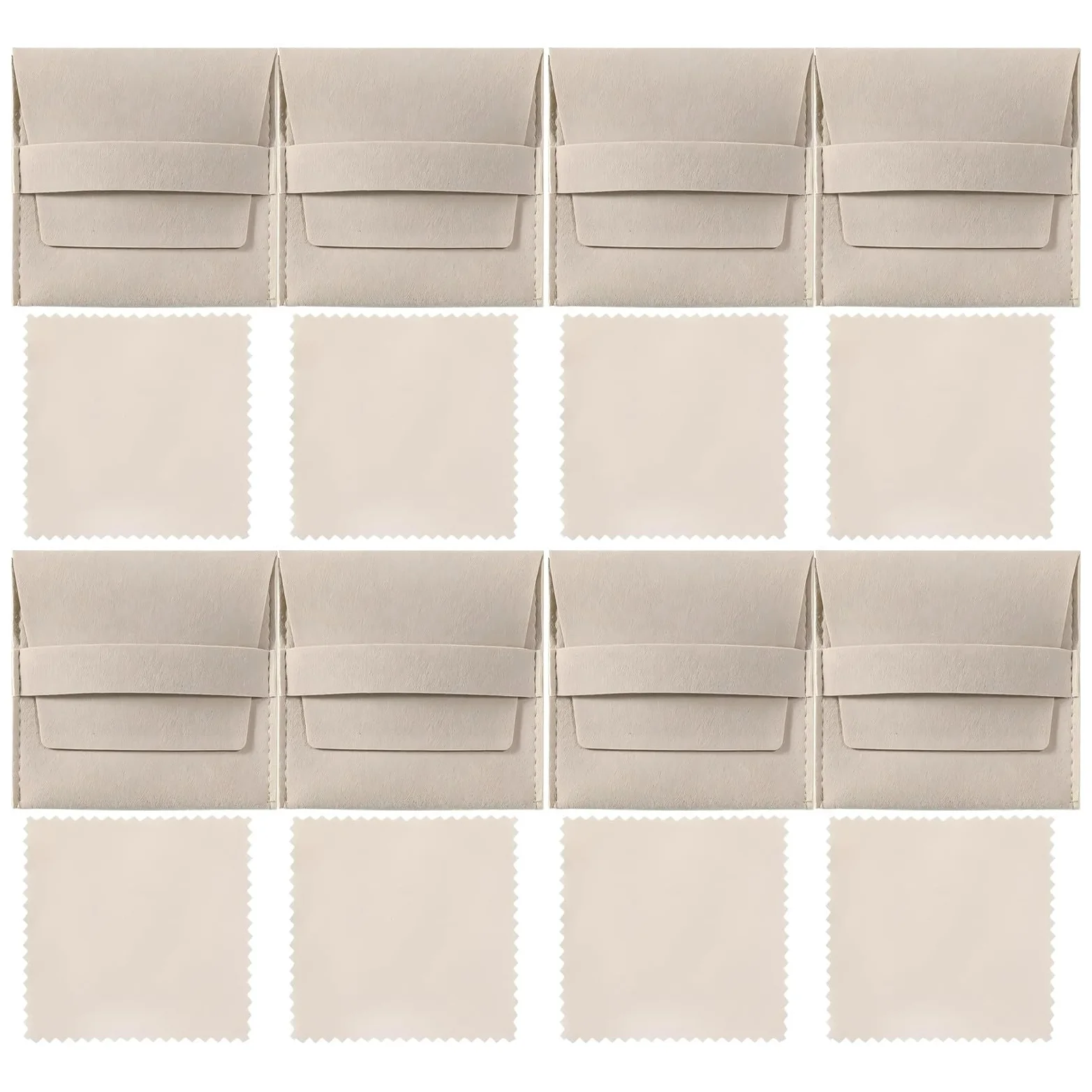 120 Juegos Bolsa para Guardar Joyas de Microfibra Doble Faz Beige con Correa Fija Estilo Uso Diario y Protección Suave contra Rayaduras