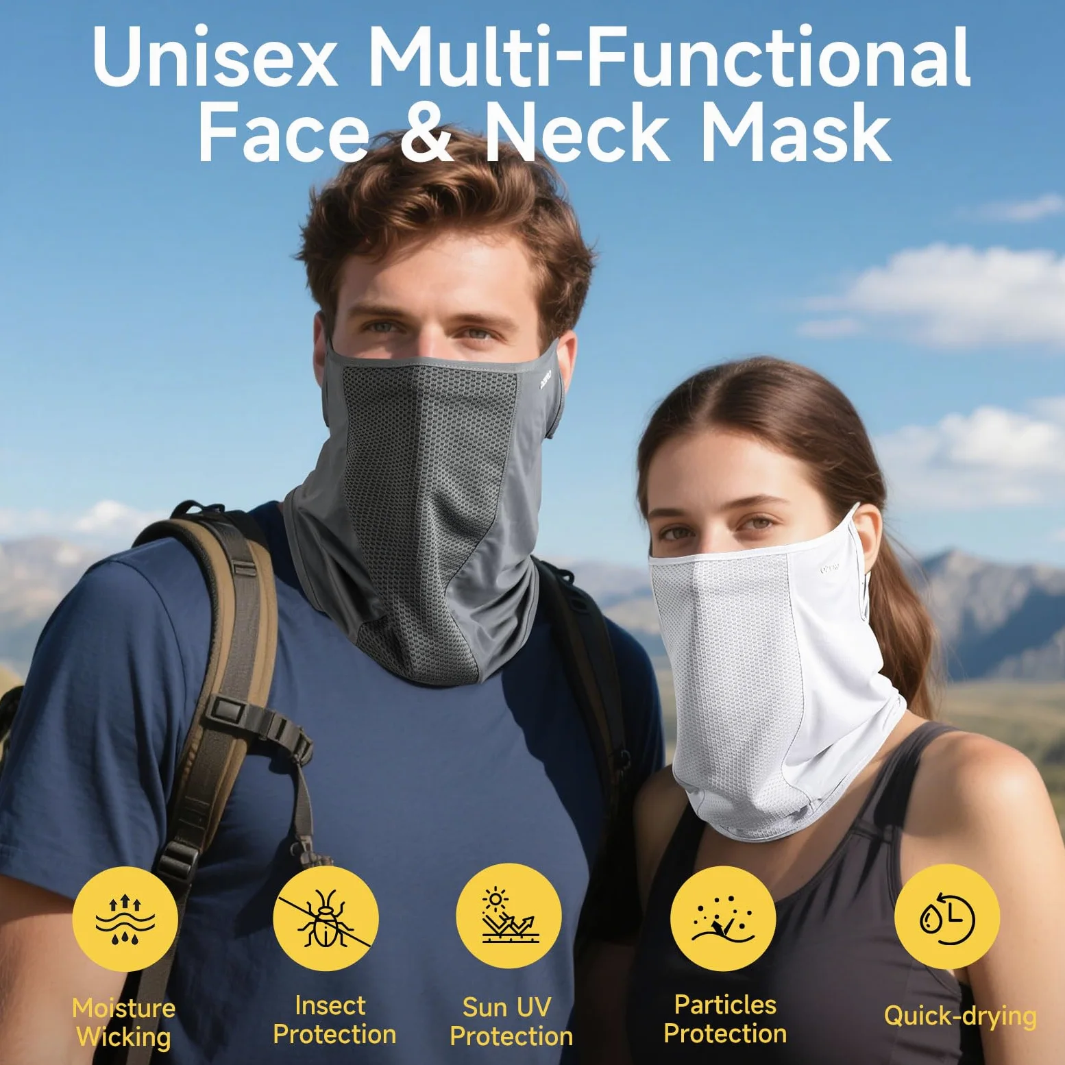 OZERO Máscara facial para el cuello: bufanda de protección solar, transpirable, refrescante, para actividades al aire libre de verano, senderismo, ciclismo
