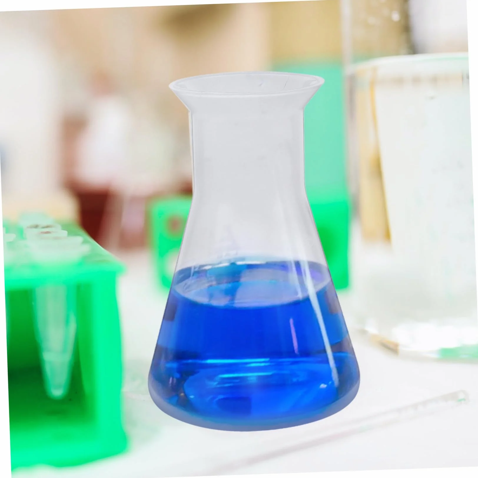 Matraz Erlenmeyer de Plástico 100 ml, Juego de 6 Matraces Cónicos Graduados Cuello Estrecho para Laboratorio