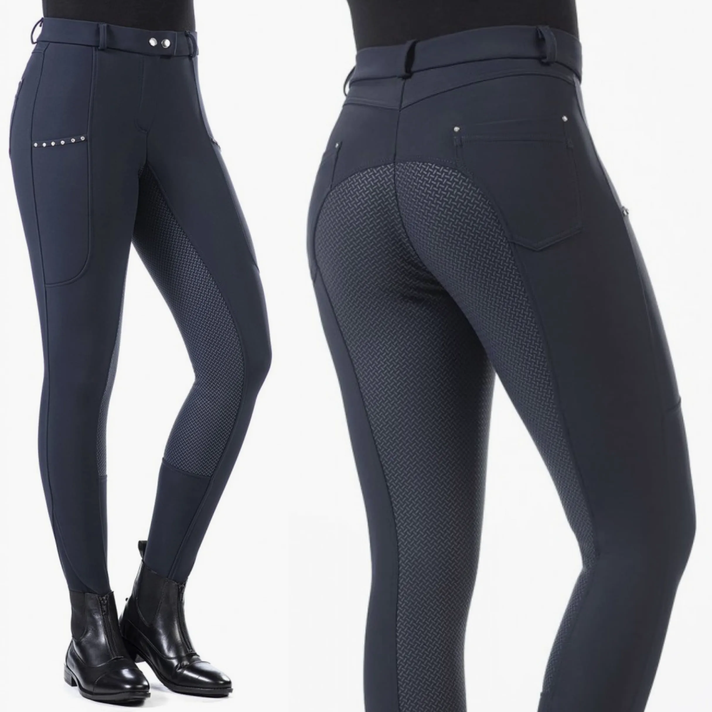 HKM Monaco Culera Full S. Pantalones de Montar para Mujer Azul Oscuro 38