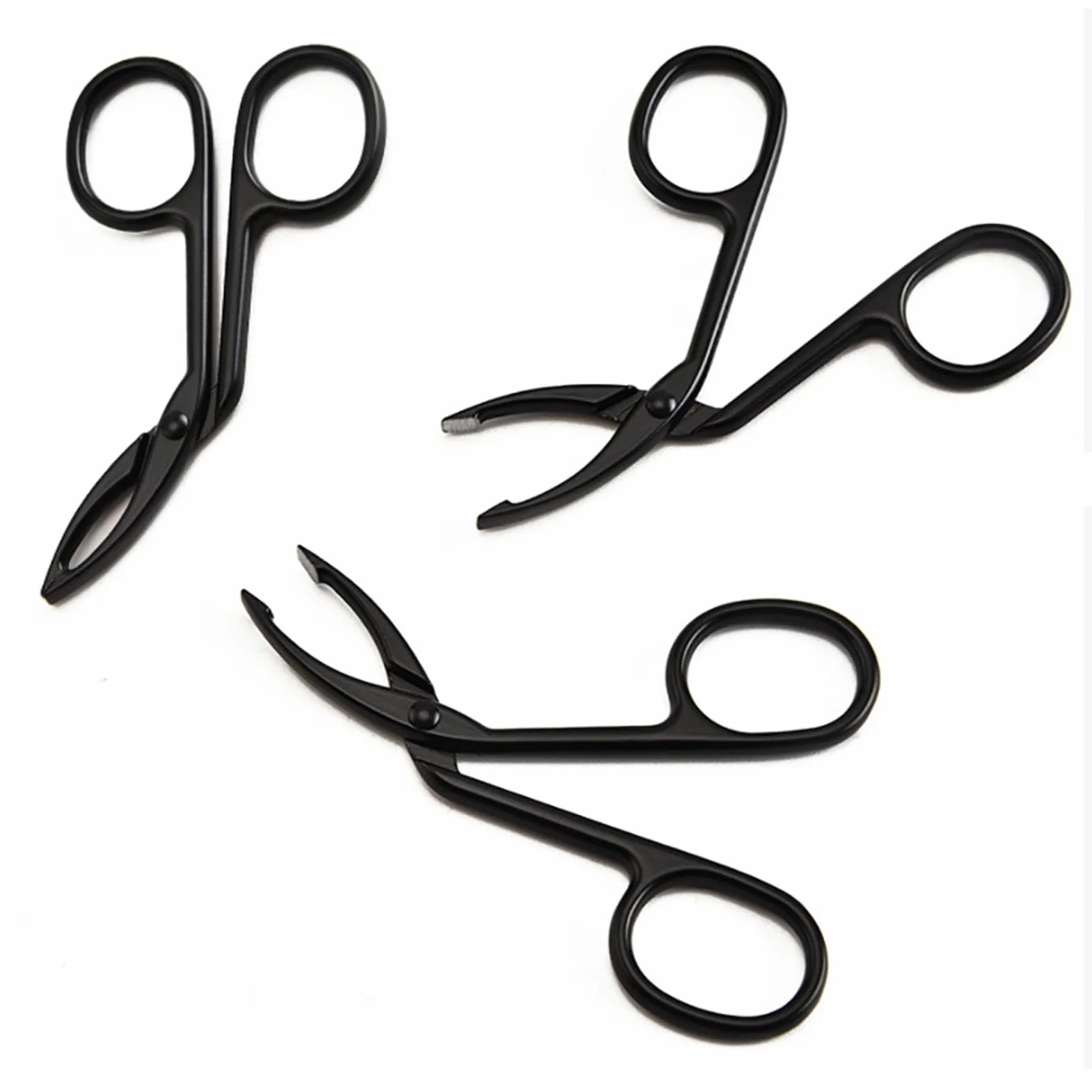Pinzas para cejas en forma de tijera con mango resistente - Herramientas portátiles para cuidado de cejas