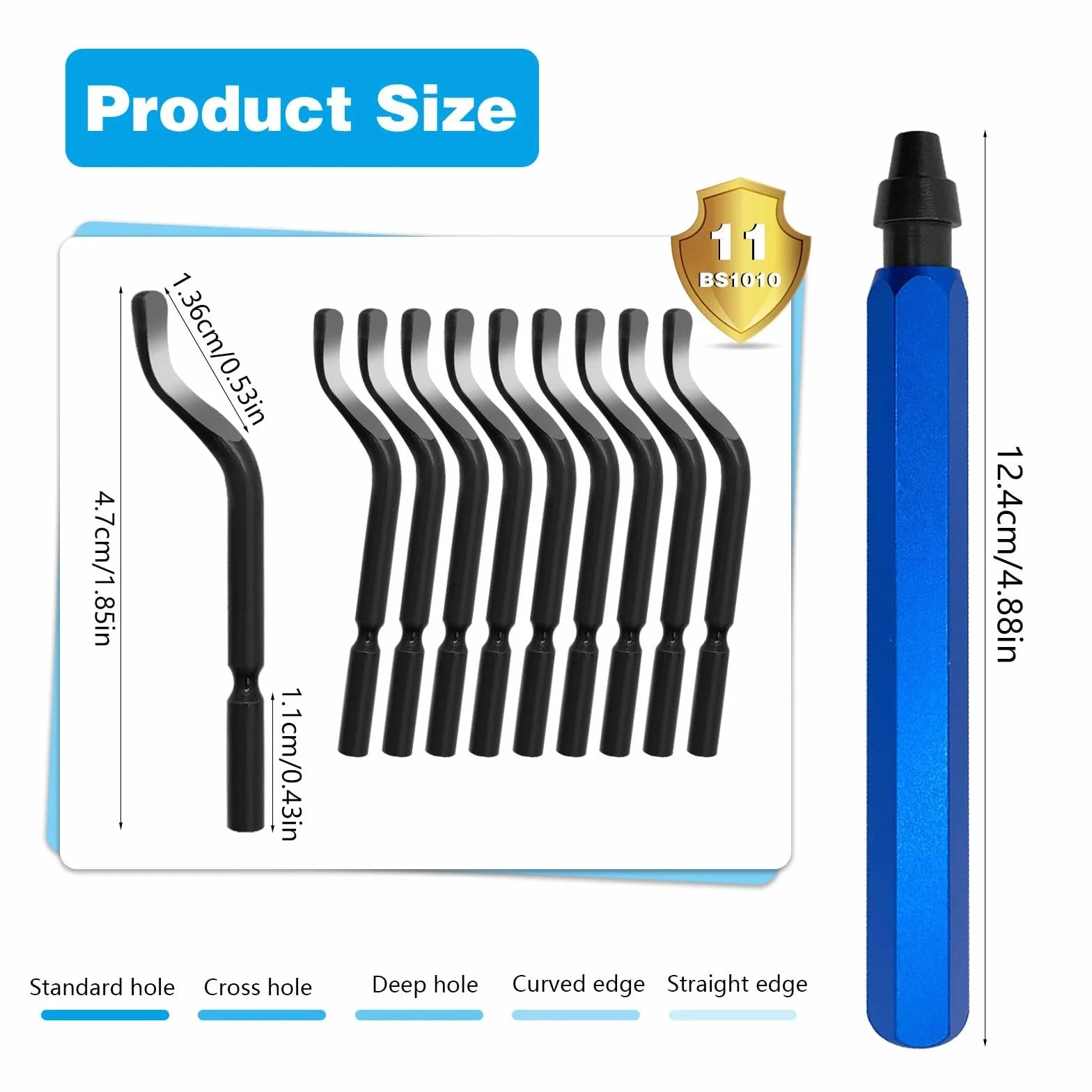 Desbarbador Metal 11 Pcs Herramienta Desbarbadora con Cuchillas de Rotación 360° Giratorio para Acero, Plástico, Aluminio, Cobre, Impresora 3D