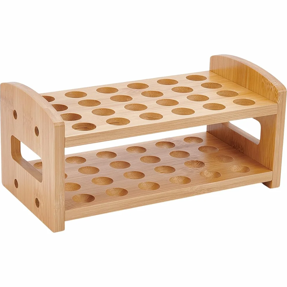 Soporte para tubos de ensayo UNICRAFTALE 24,9 x 12,7 x 11,5 cm 24 agujeros bambú multiusos