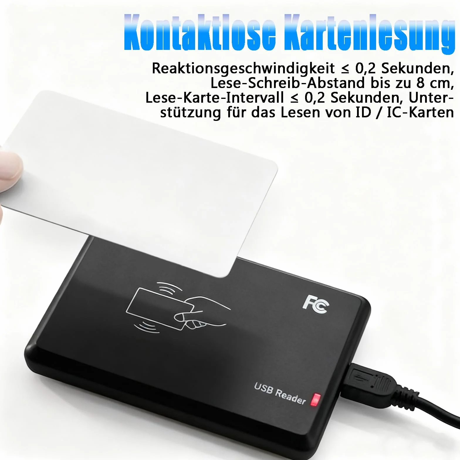 GERUI Lector RFID USB 13,56 MHz sin contacto IC tarjetas S50 S70 14443A LED