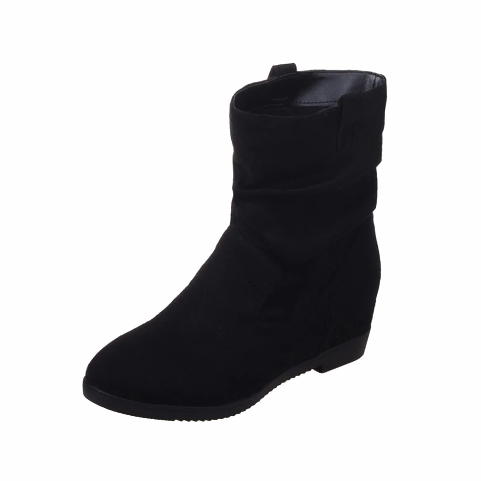 Cocila Botas Casuales De Cabeza Redonda Plisada Ante Color Sólido A La Estilo Británico para Mujer Camperas Blancas Altas Invierno Planas Barefoot Botines Tacon Fino Bajo Planos Pitillos Lluvia