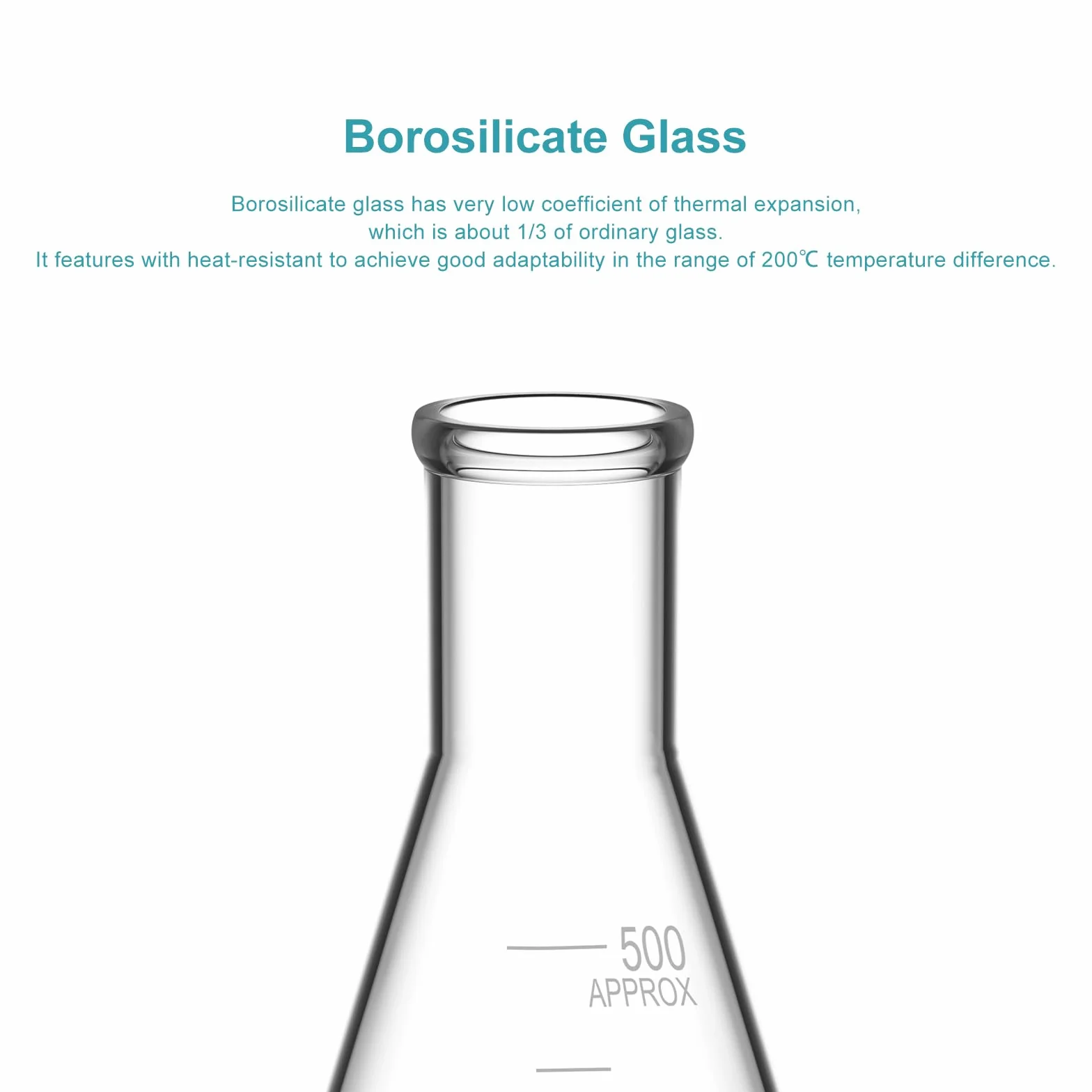 StonyLab Frascos Erlenmeyer Boca Estrecha 500ml Borde Pesado 2 Paquetes