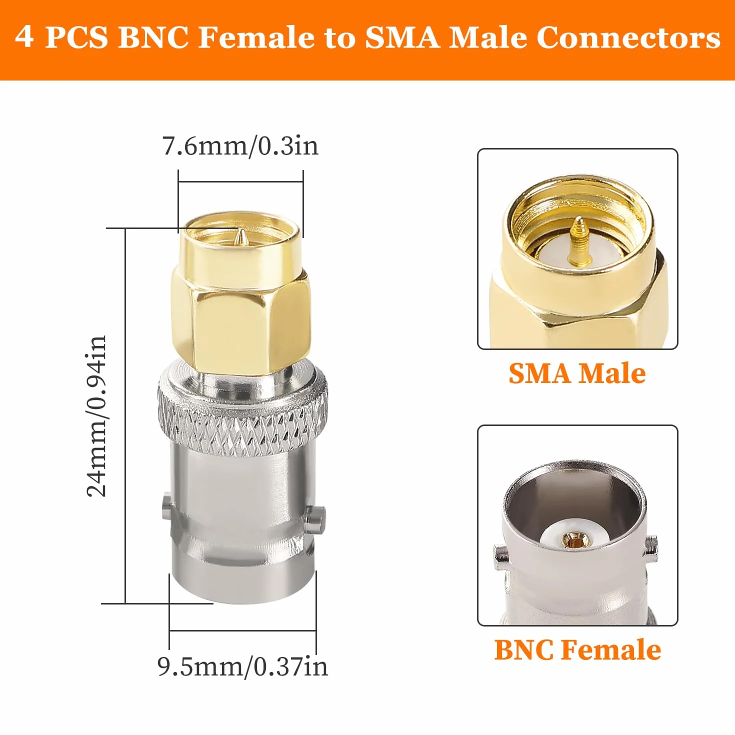 Adaptador BNC a SMA Macho, Conector Coaxial Hembra, para Antenas WiFi