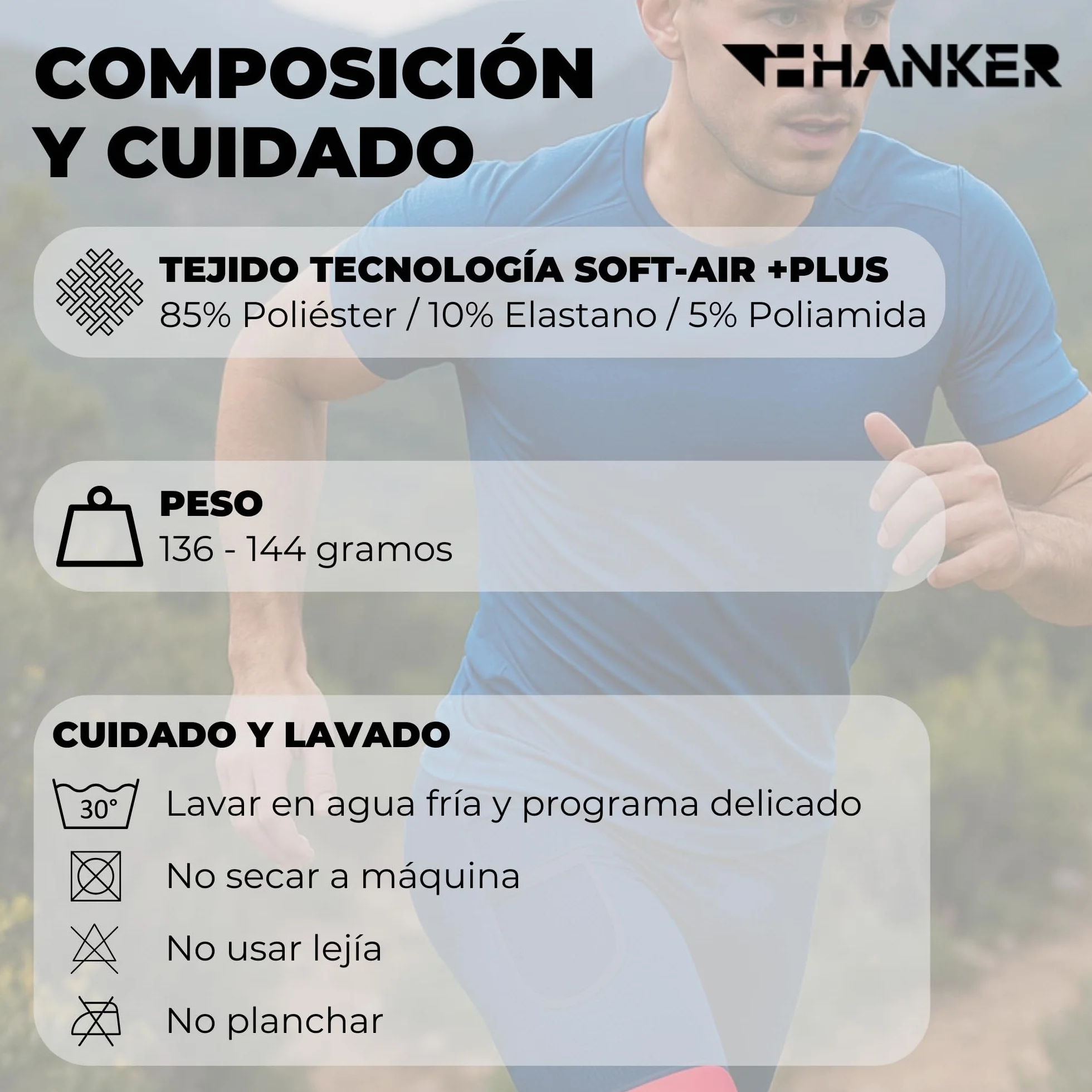 HANKER Mallas Compresión Hombre Running Trail – Bolsillos Laterales, Tejido Termorregulador Soft-Air, Costuras Planas Antirrozaduras