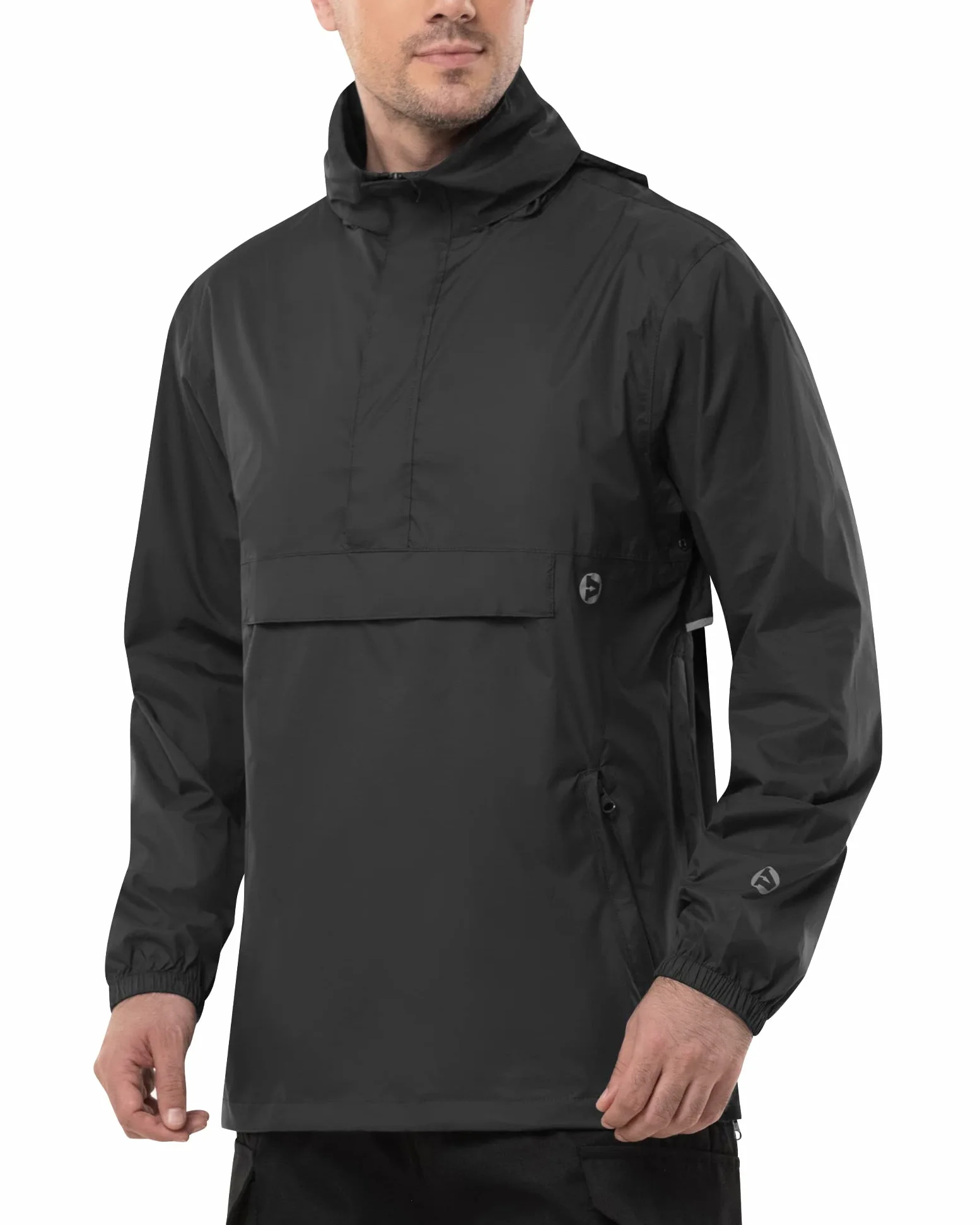 Outdoor Ventures Chubasquero para hombre suéter impermeable con capucha chaqueta reflectante plegable chaqueta ligera para bicicleta cortavientos transpirable chaqueta softshell para senderismo correr