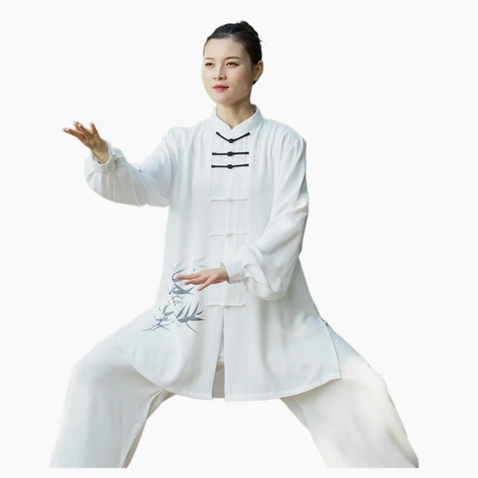 Traje de Tai Chi Color degradado manga larga, traje práctica, conjunto actuación artes marciales
