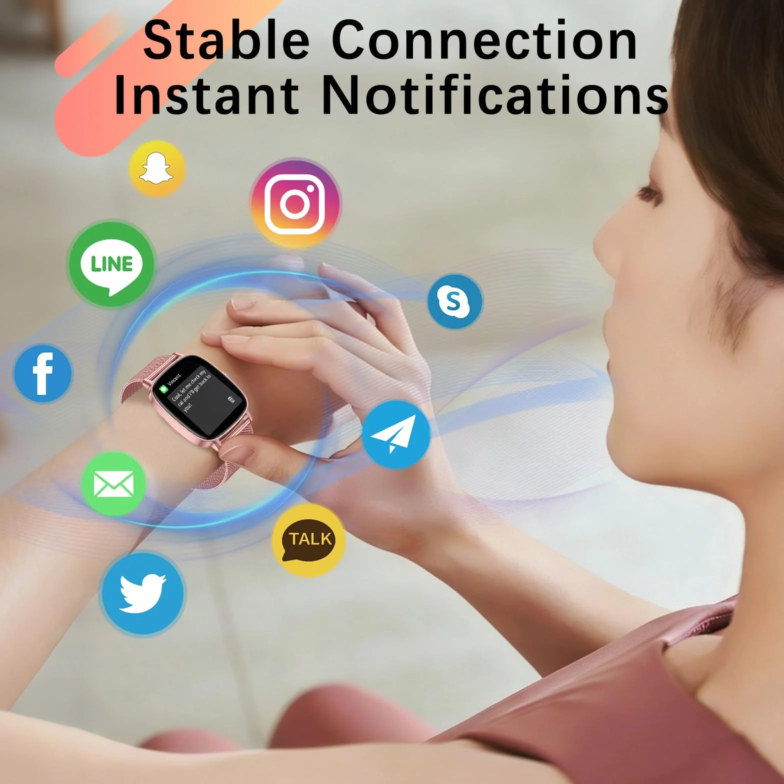 Reloj Inteligente Mujer,Respuesta/Realización Llamadas,Pantalla Ultra Nítida 1.85''HD,Monitor Fitness Tracker Frecuencia Cardíaca,Sueño/SpO2,Compatible IOS/Android,120+Modos Deportivos,IP68 y 2Correas