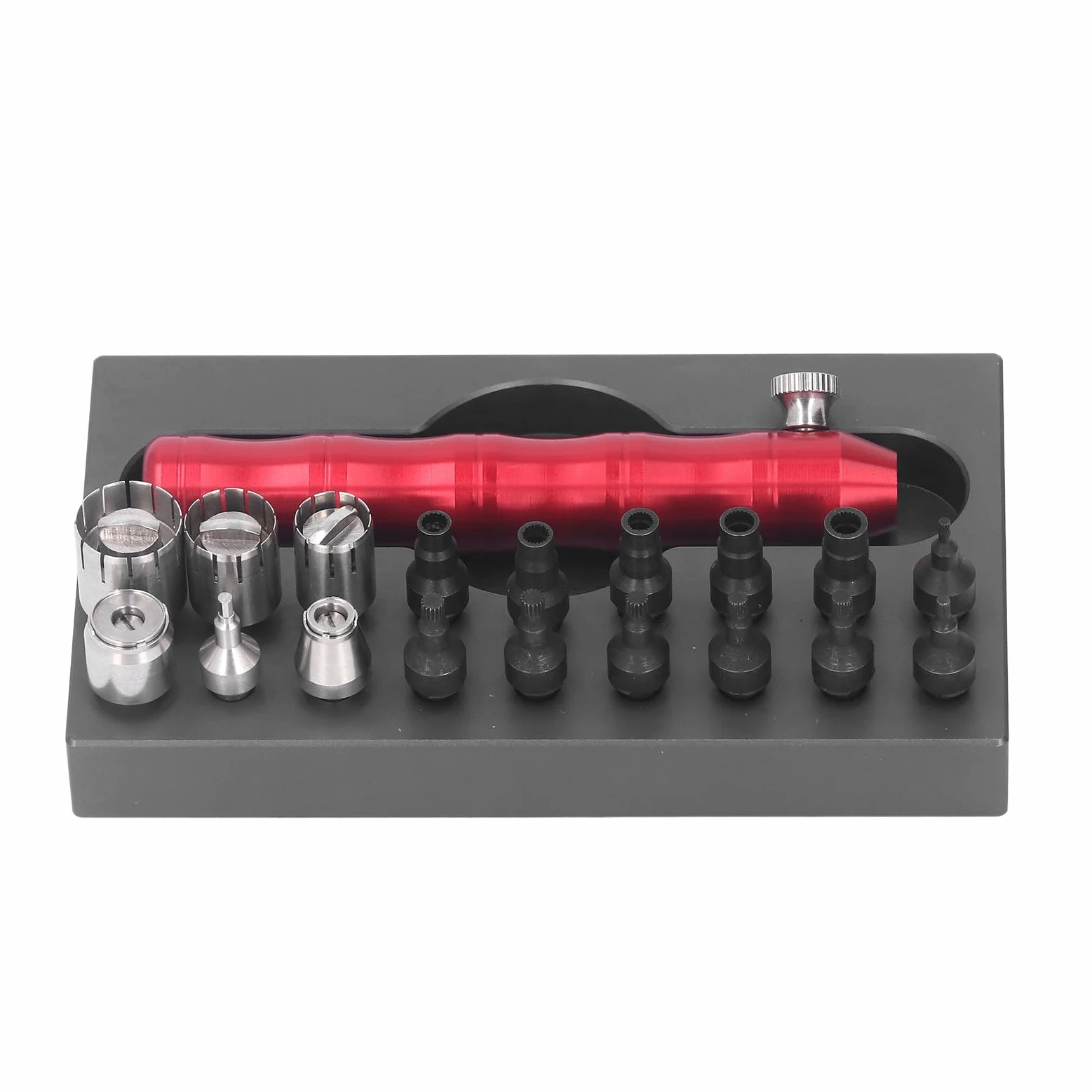 Herramienta de Extracción de Tubo de de Reloj, Herramientas de Reparación Prácticas de Acero de Aleación Portátil para Relojeros, Rojo y Negro