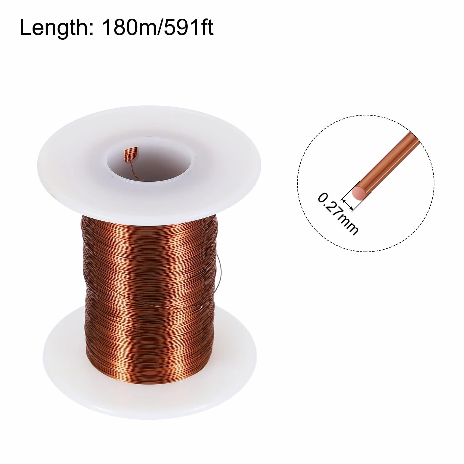 QUARKZMAN Alambre Magnético de Cobre Esmaltado 0,27 mm 591 Pies 100 G 130 ℃