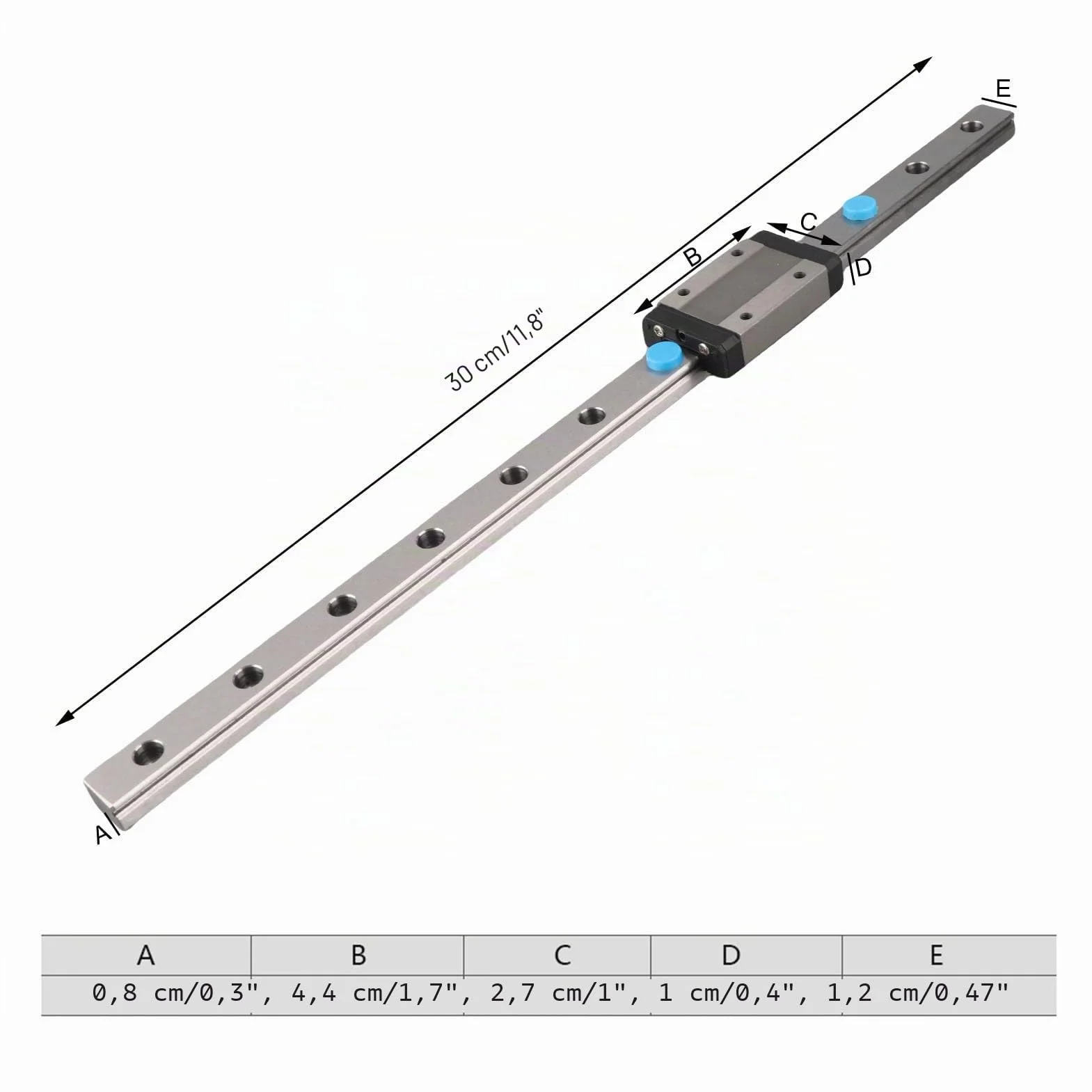 MGN12H guía lineal deslizante 300 mm bloque carro para impresora 3D CNC
