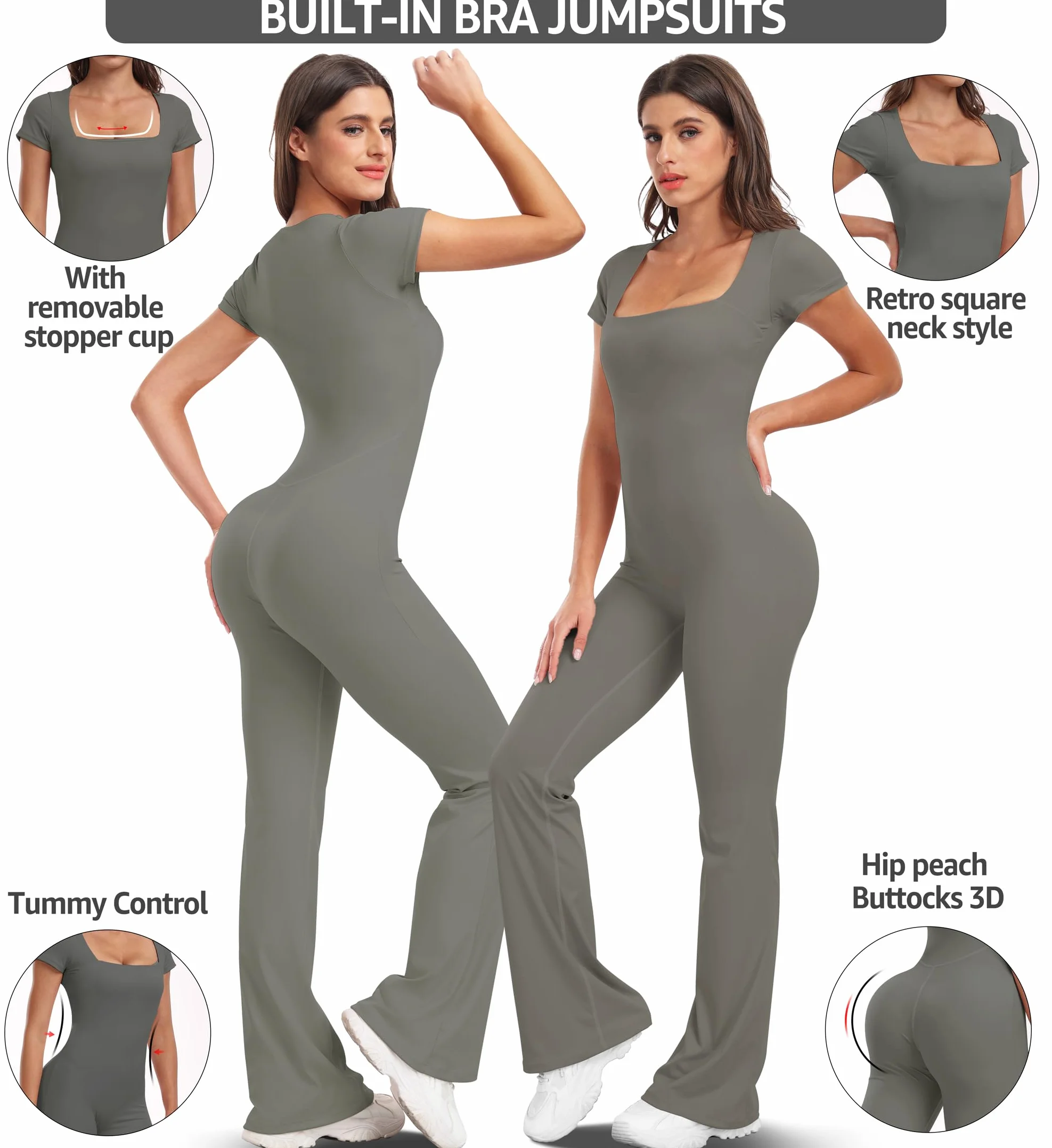 UNIQUEBELLA Las mujeres Leotard Jumpsuit, Deportes Stretchy Pullover Jumpsuit Suit - Jumpsuit Sportswear Leotard Forma Fitness Jumpsuit Suit