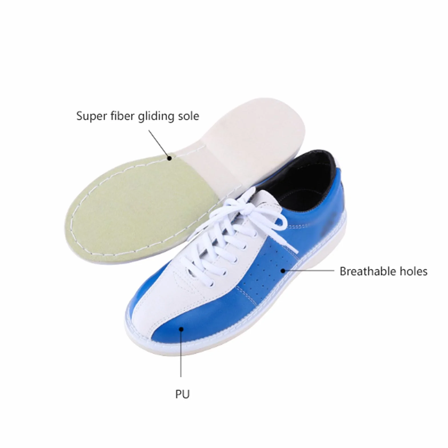 Zapatos de Bolos Hombres Mujeres Antideslizantes Ligero Cuero Azul
