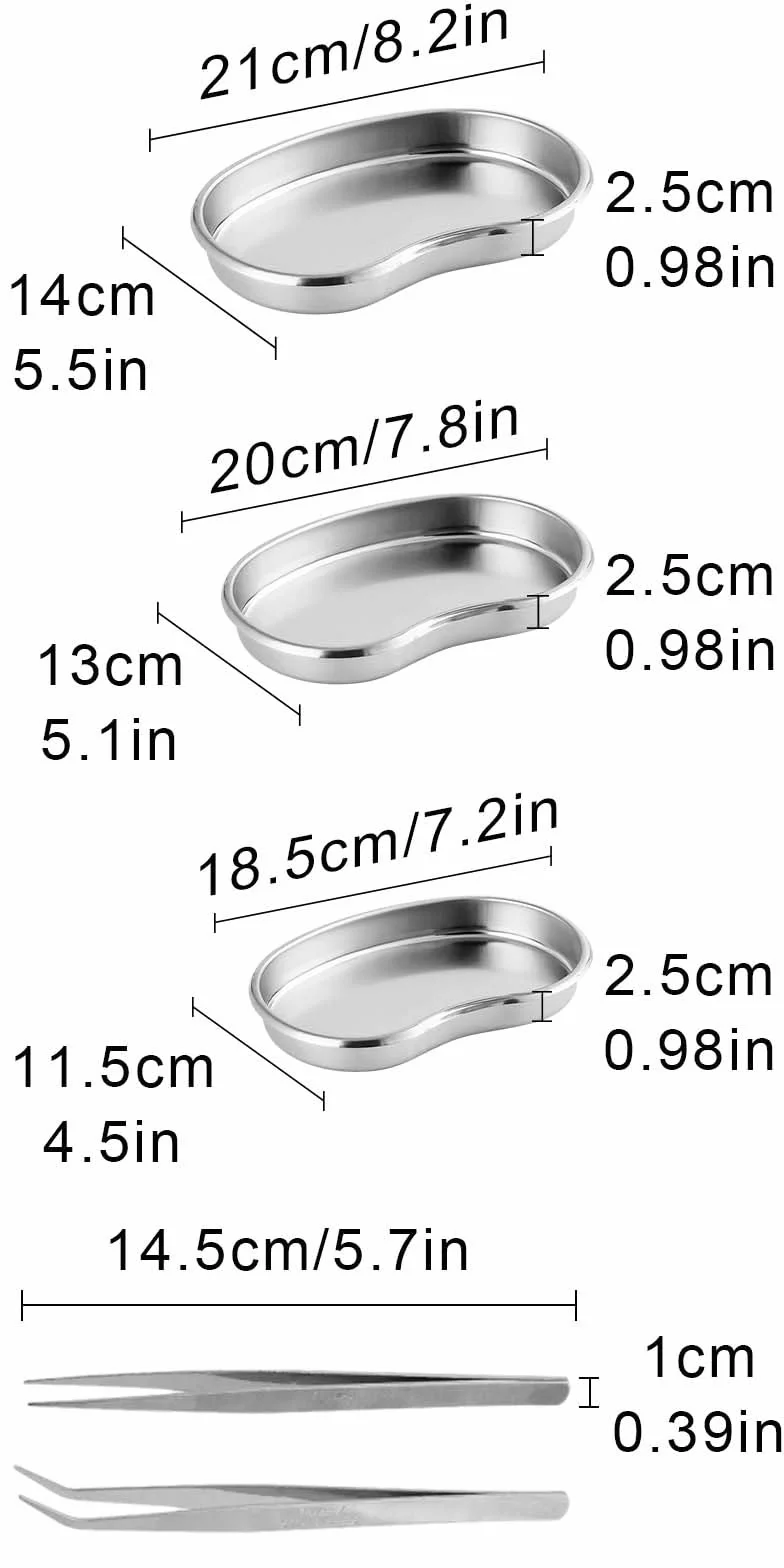 Bandejas para Instrumentos Acero Inoxidable Nierenschale 3 Piezas
