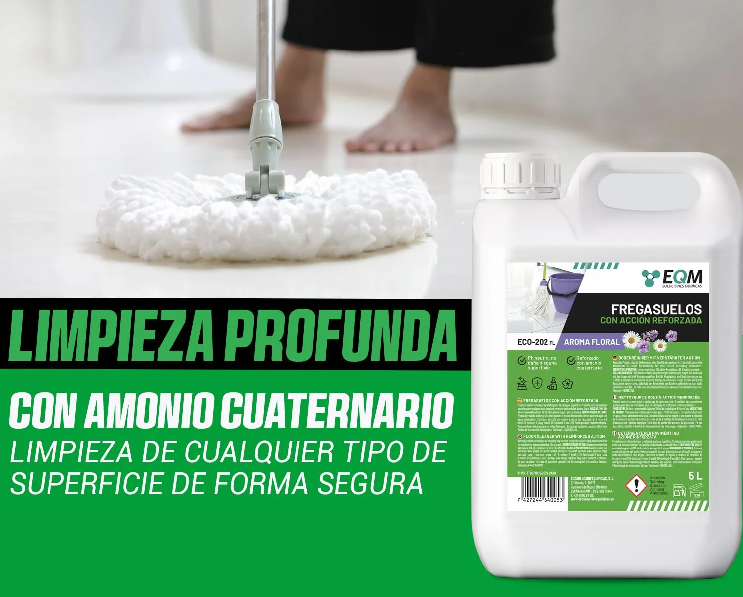 EQM ECO-202 Fregasuelos 5L Desengrasante Desodorizante