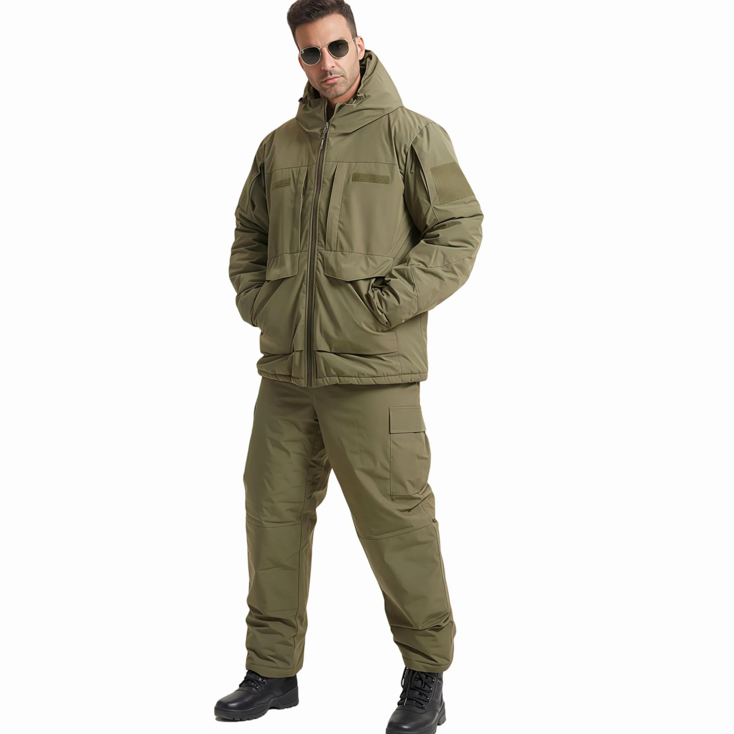 Conjunto de traje de caza impermeable para hombre, chaqueta y pantalones gruesos para entrenamiento de invierno al aire libre