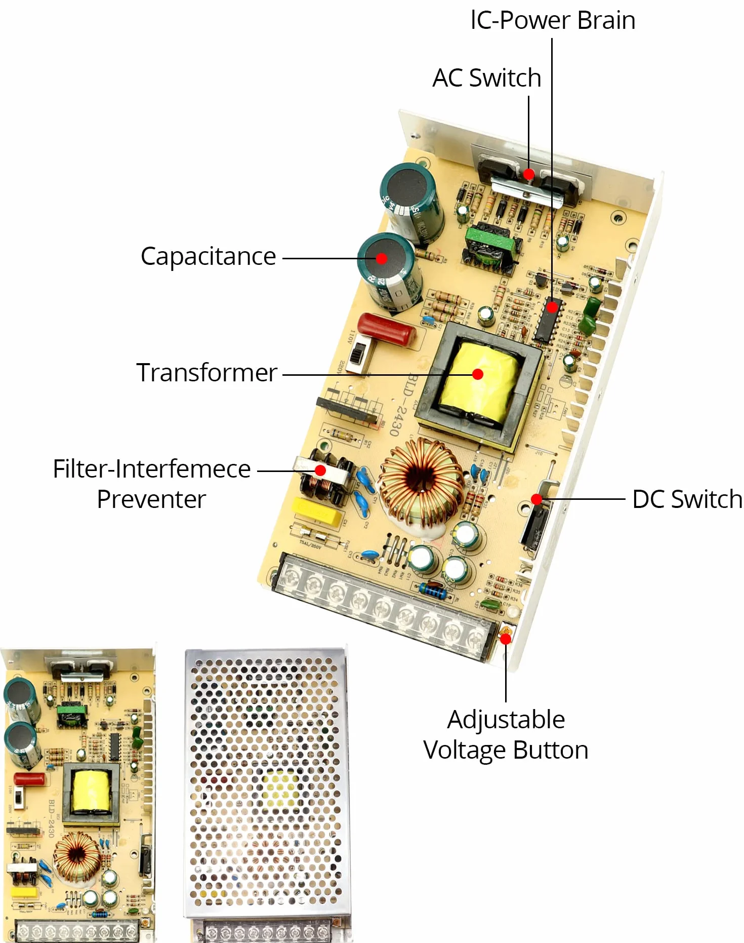 QWORK Fuente de alimentación conmutada DC 12V 20A 240W LED Transformador de Potencia