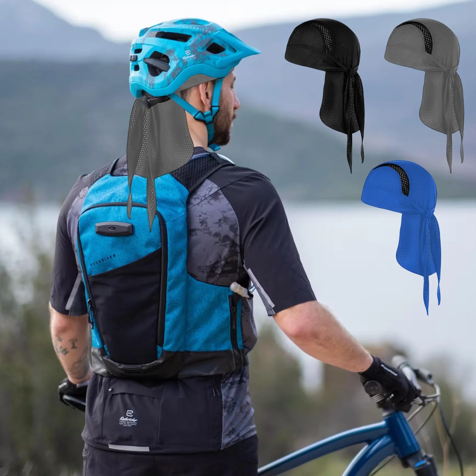3 Bandanas Transpirables para Ciclismo - Pañuelo Técnico Biker bajo Casco | Absorbe Sudor UV 50+ | Bandana Cabeza Ciclismo Verano para Hombre | Bandana Under Helmet Multideporte