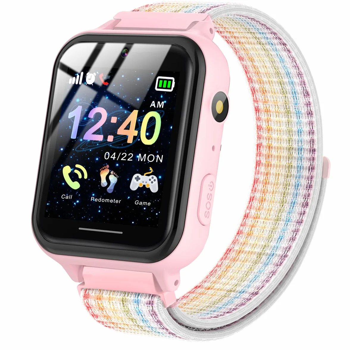Smartwatch Niños Reloj Inteligente con 10 Juegos Cámara Música SOS Pantalla Táctil Rosa