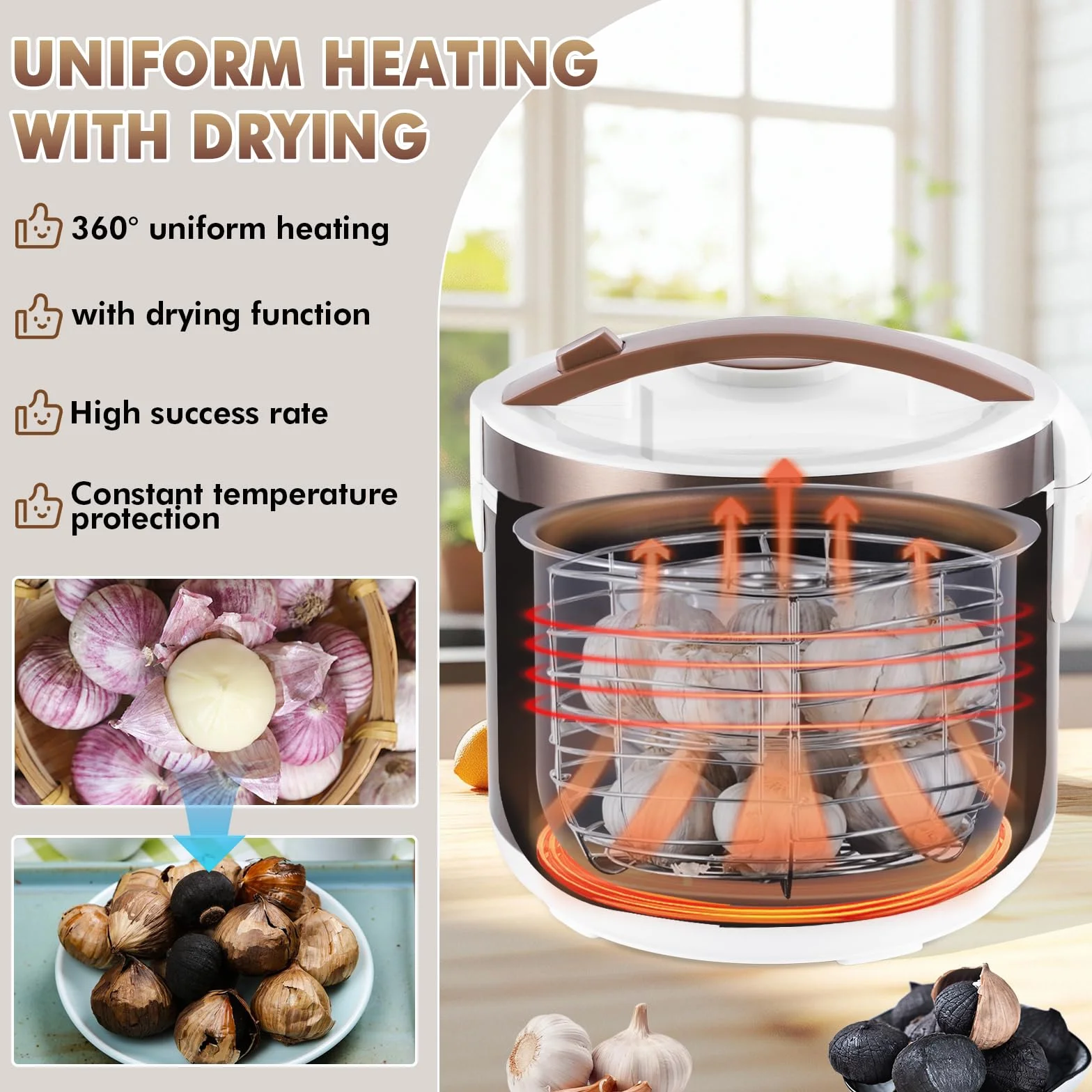YUCHENGTECH Fermentador de Ajo Negro Automático 6L con Control de Tiempo y Temperatura