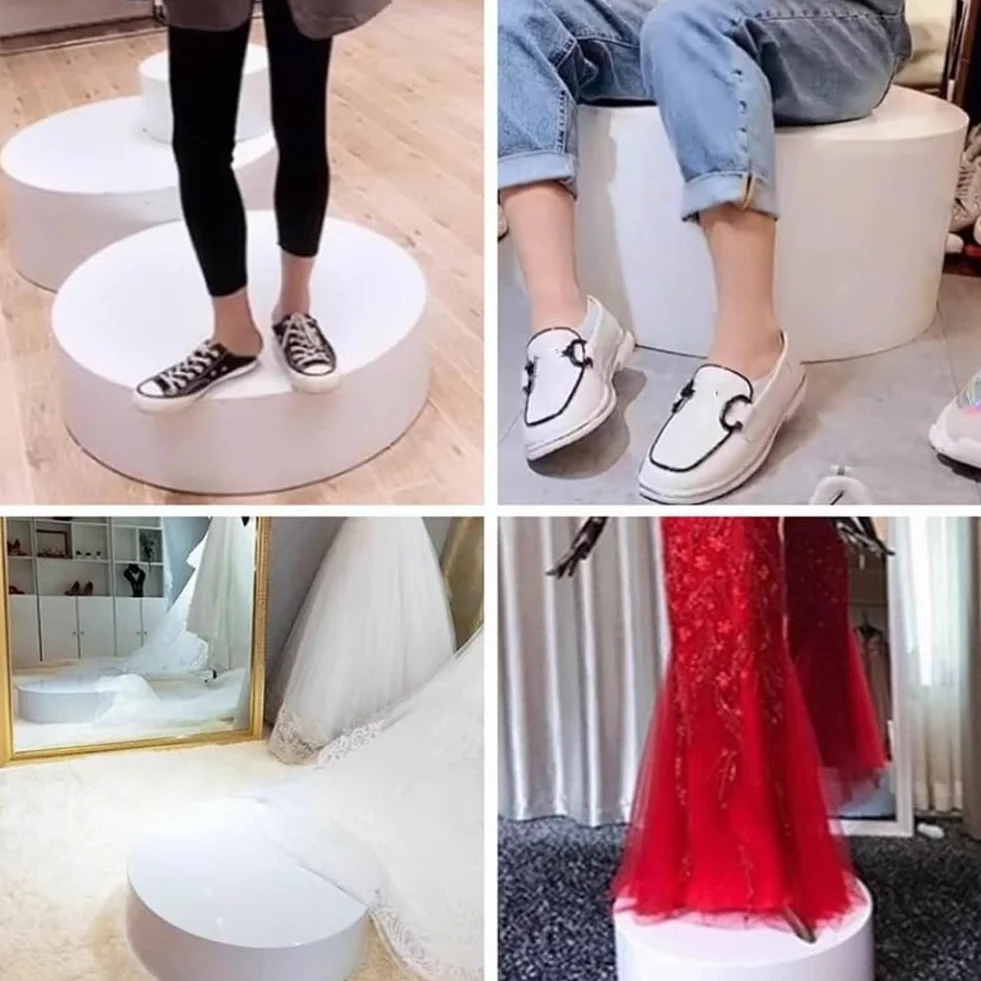Expositor de maniquí redondo de 50 x 20 cm con base de pedestal negra para tiendas de ropa y novias, escaparate de artículos para eventos de boutique, decoración elegante para tiendas (blanco, 30