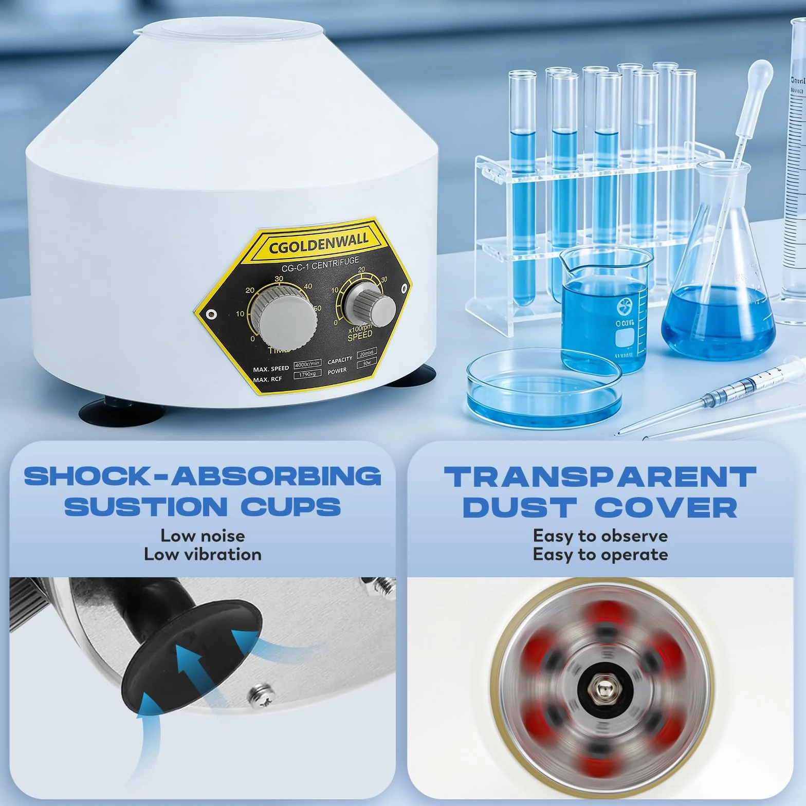 CGOLDENWALL Centrifugadora de Laboratorio 20ml 4000rpm 1790xg 0-60min