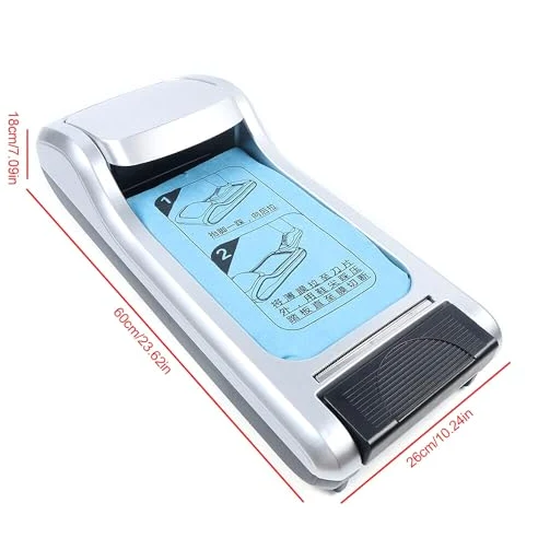 Dispensador automático de Fundas para Zapatos/Dispensador portátil de Film Protector para Calzado: para la protección de Suelos en hogares, oficinas, (Gold)