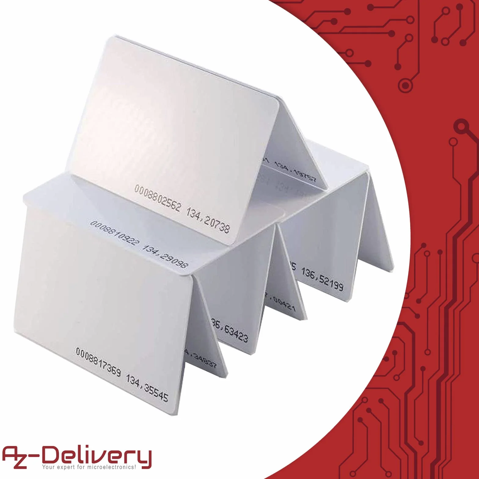 AZDelivery RFID Tarjeta Llave 125 kHz Blanco Numeradas 10 Stk Compatible Arduino
