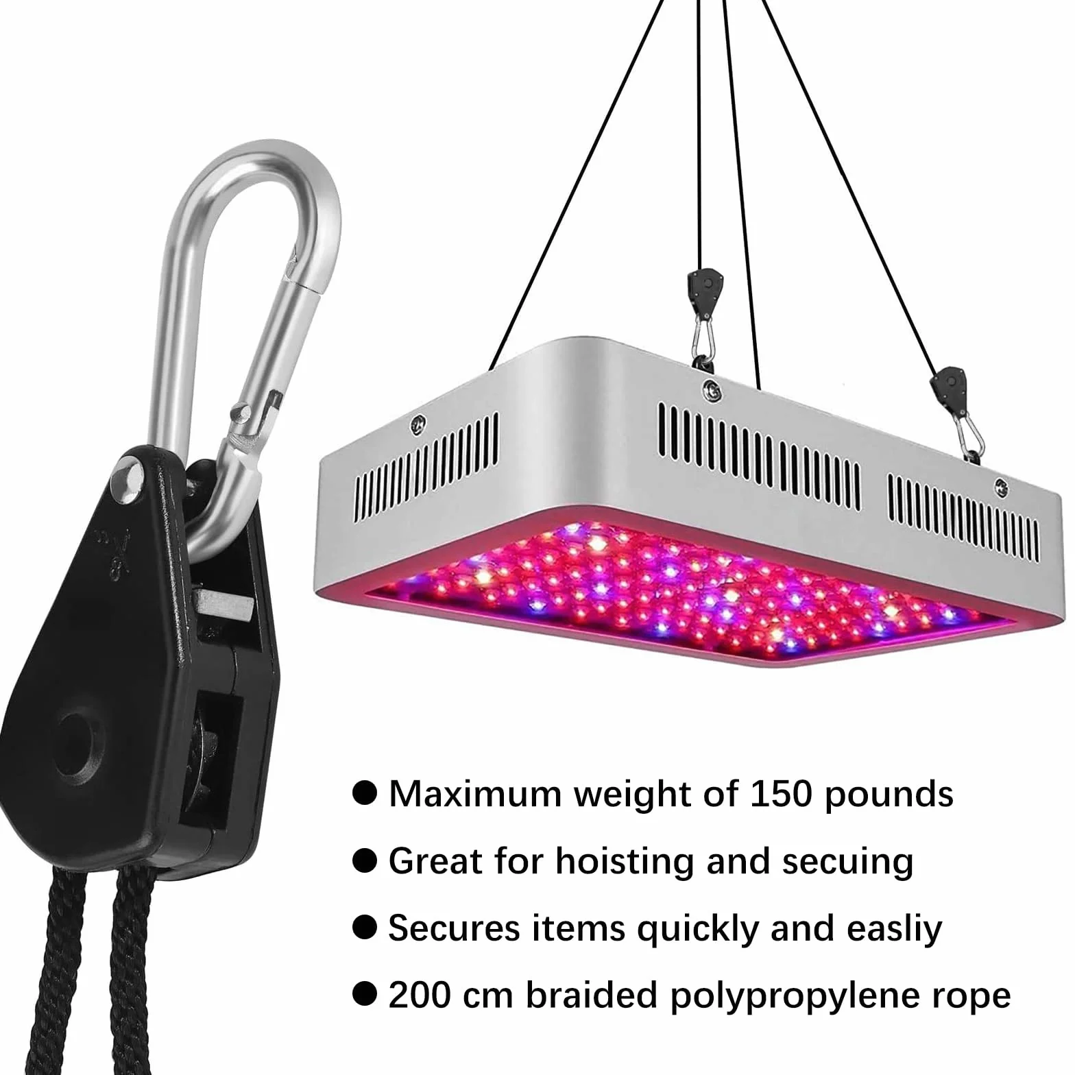 Trinquete de Cuerda Ajustable 1/8, Gancho para Carraca, Colgador Grow Light