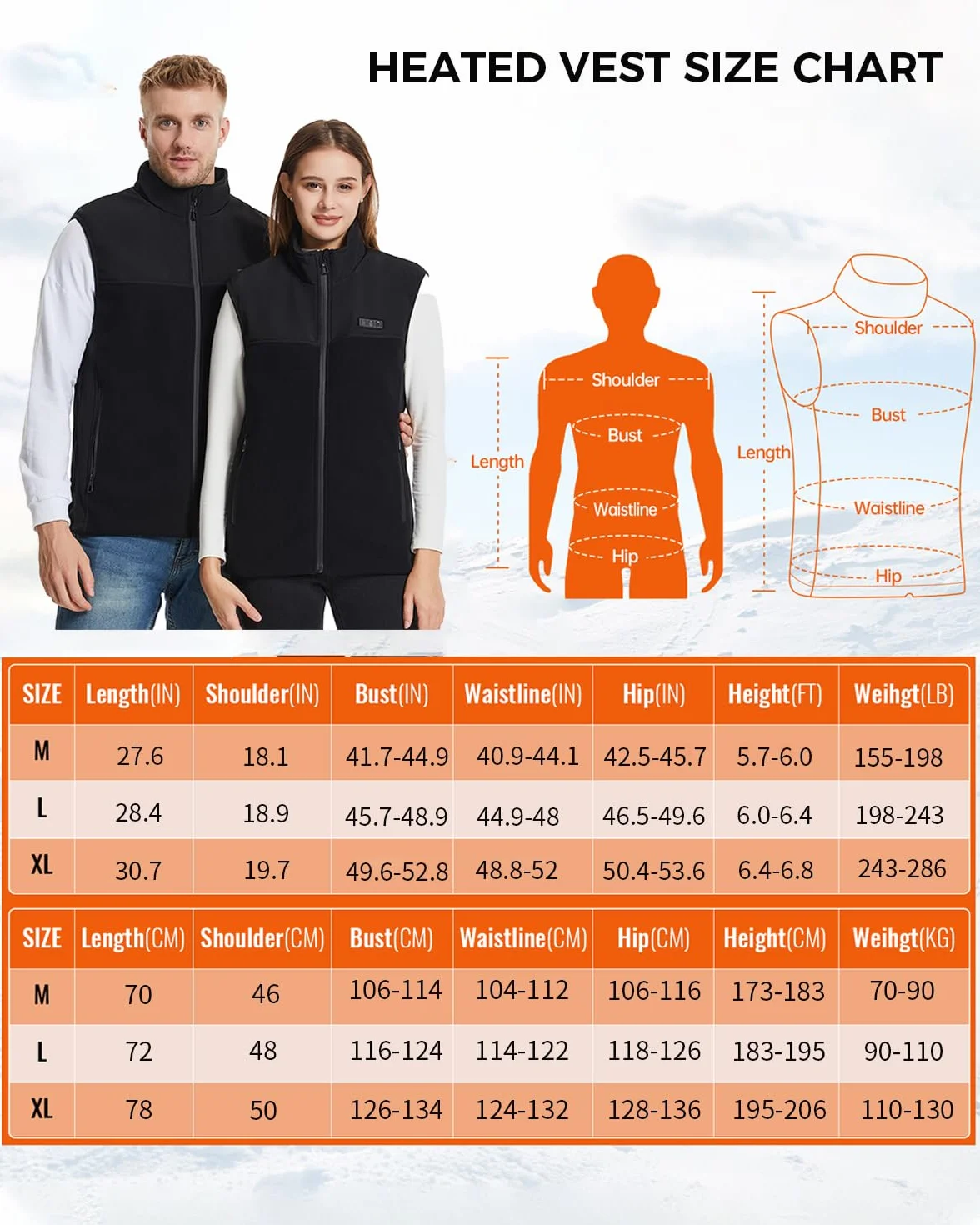Chaleco Calefactable para Hombre Mujer,Chaqueta Calefactable con 10000mah Bateria 3 Niveles de Temperatura,13 Zonas de Calefacción,Tamaño Ajustable, Eléctrico Chaleco Térmico para el Invierno