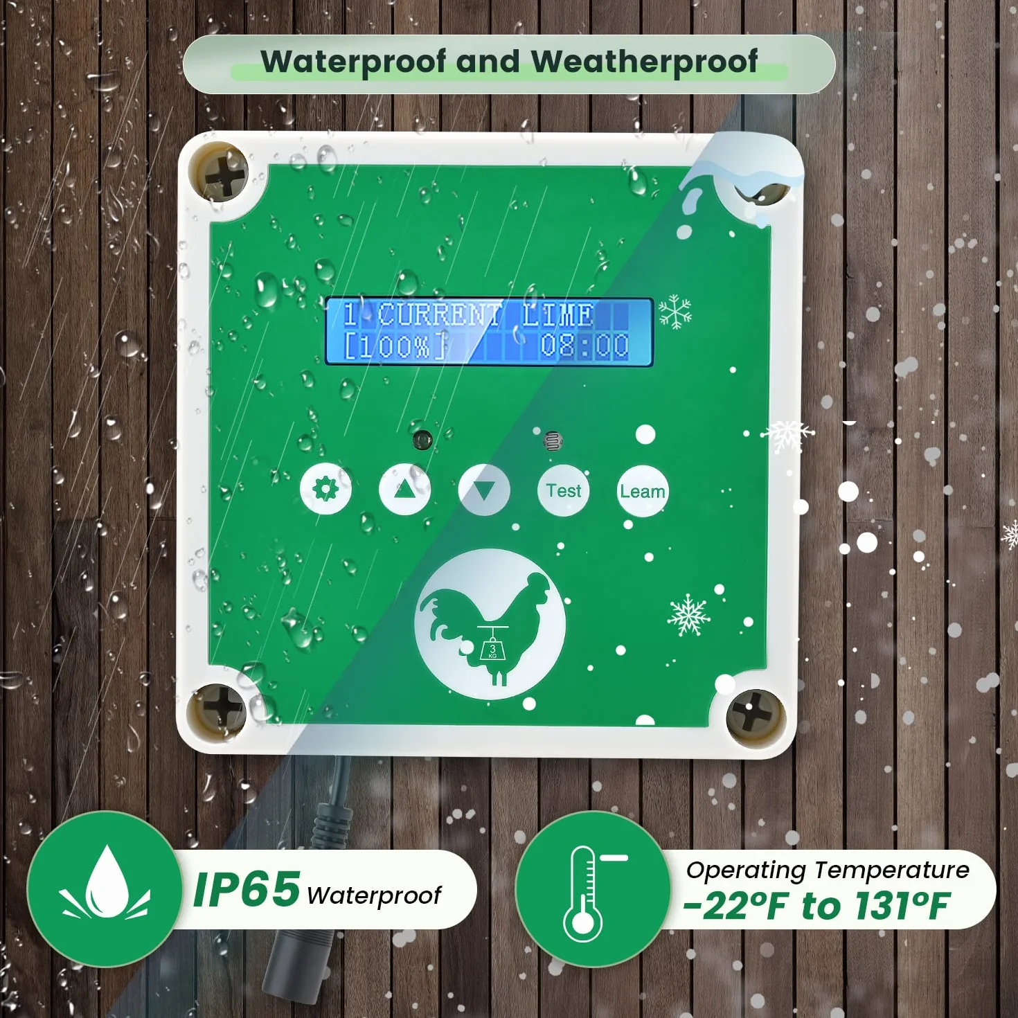 Abrepuertas Automático Gallinero IP65 Impermeable 2 Mandos Temporizador Sistema Elevación Puerta Batería Solar