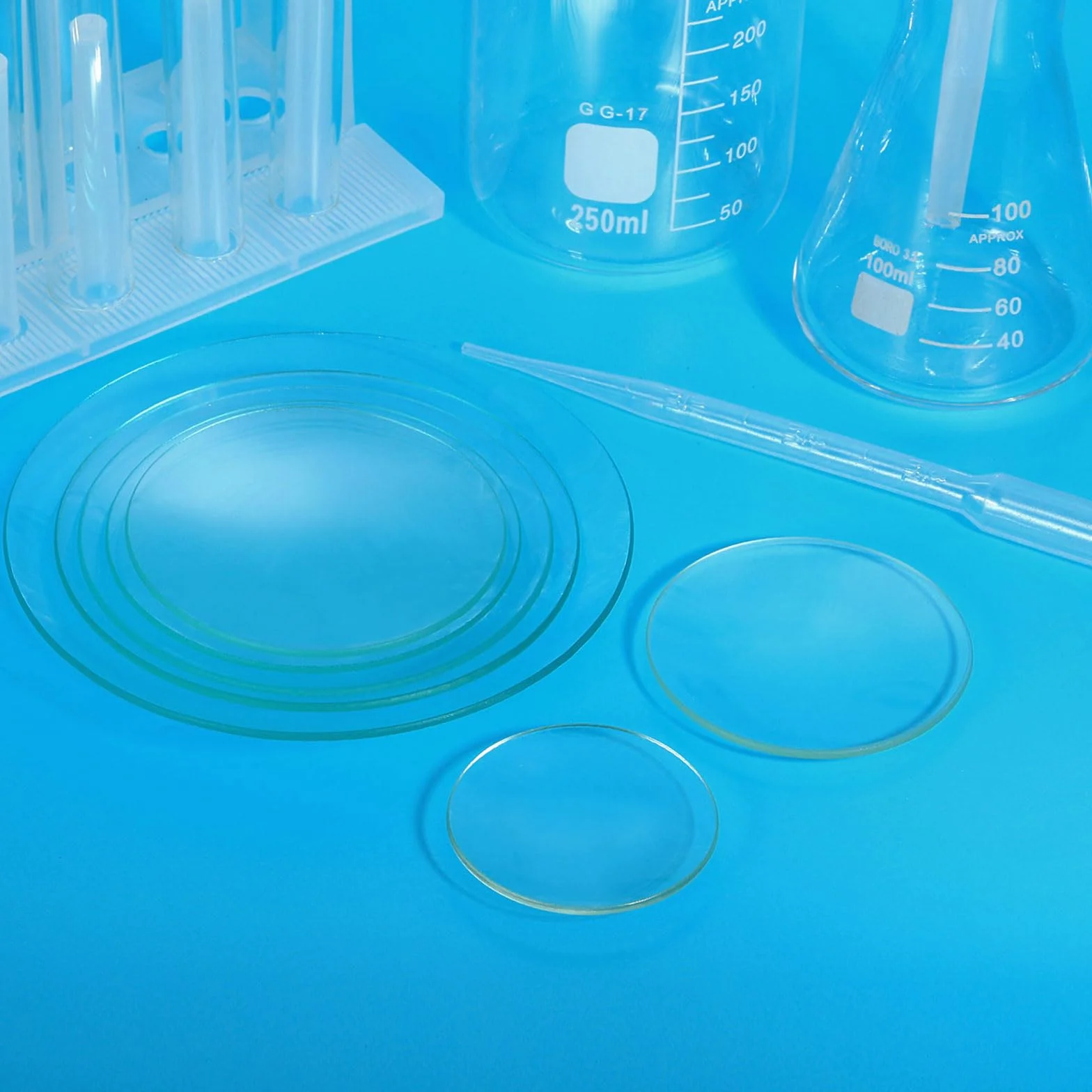 PATIKIL 50mm Vidrio de Reloj 4 Unidades Cubiertas Transparentes para Matraces Vasos de Precipitados