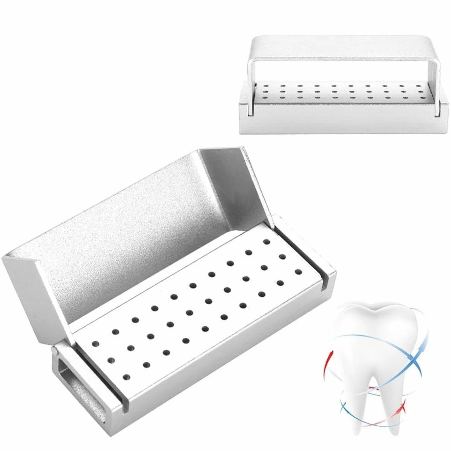 Caja de desinfección dental aluminio 30 agujeros Portafresas autoclavable