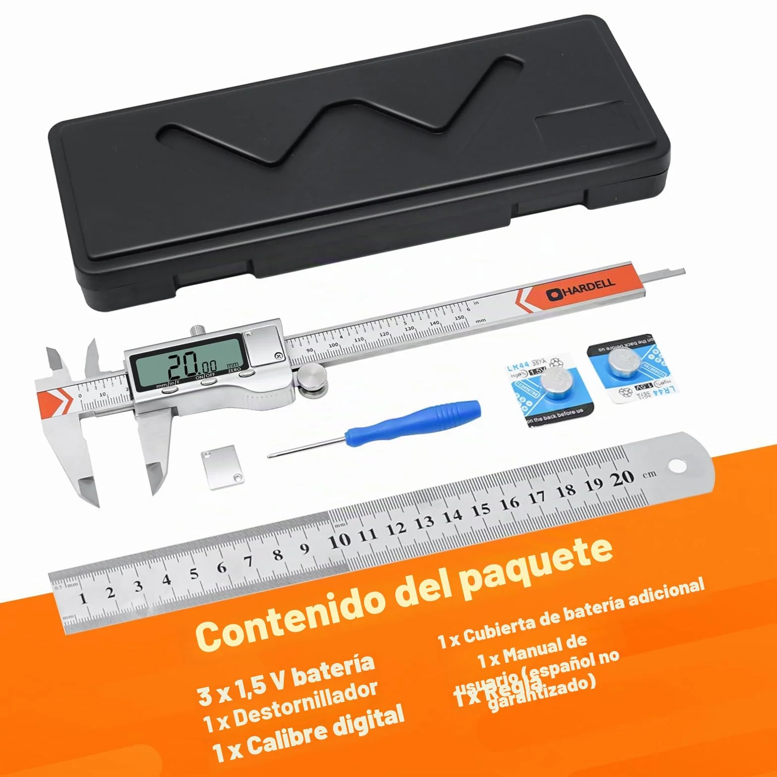 HARDELL Calibre Digital 150mm Pie de Rey Acero Inoxidable LCD