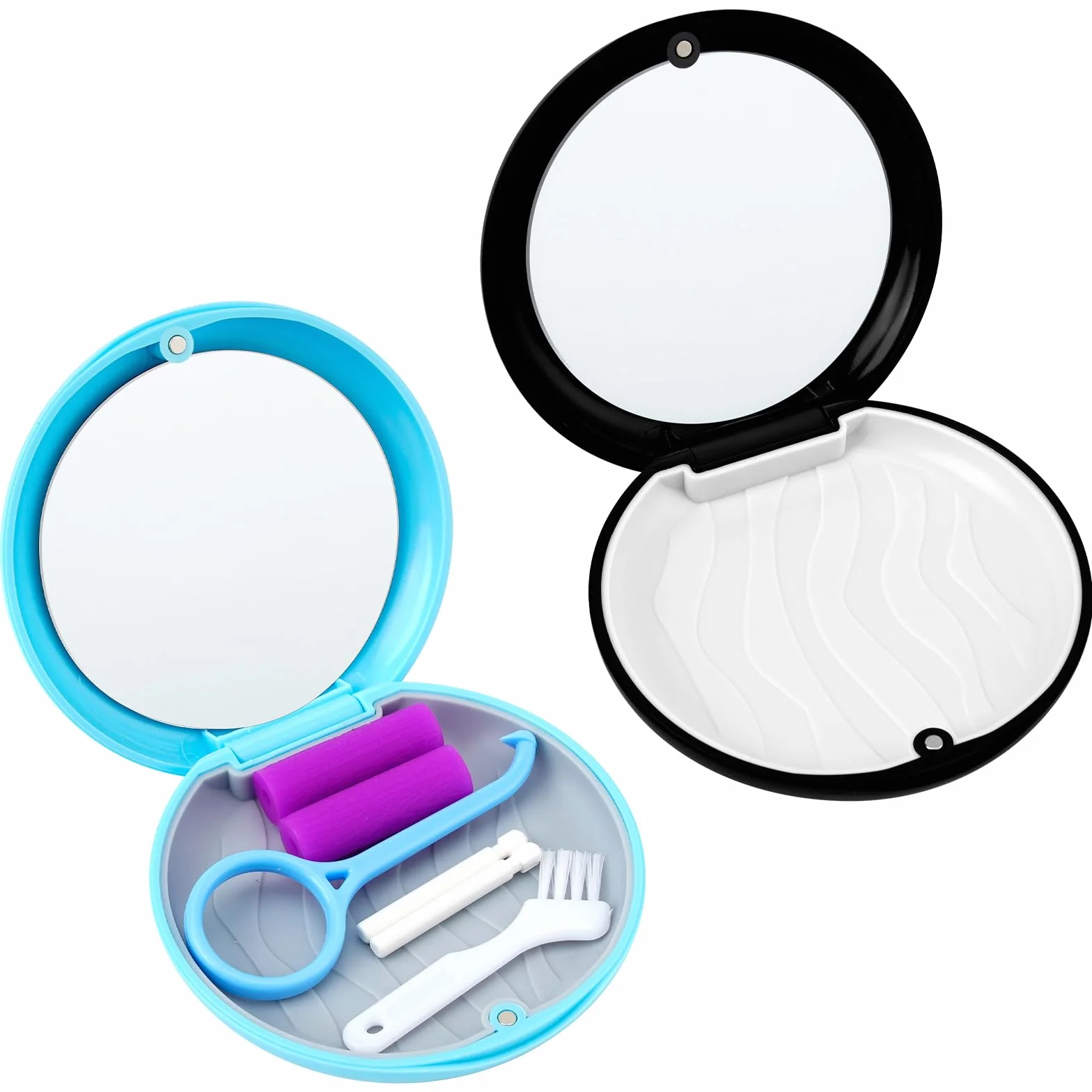 Caja Férula Dental con Herramienta de Eliminación de Alineadores y Masticador Invisible, 2 Piezas, Apto para Ortodoncia (Azul+Negro)