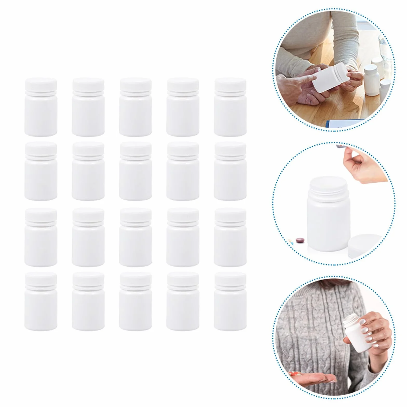 Healeved 30 Piezas Botella Transparente Rellenable Pastillas Polietileno Viaje