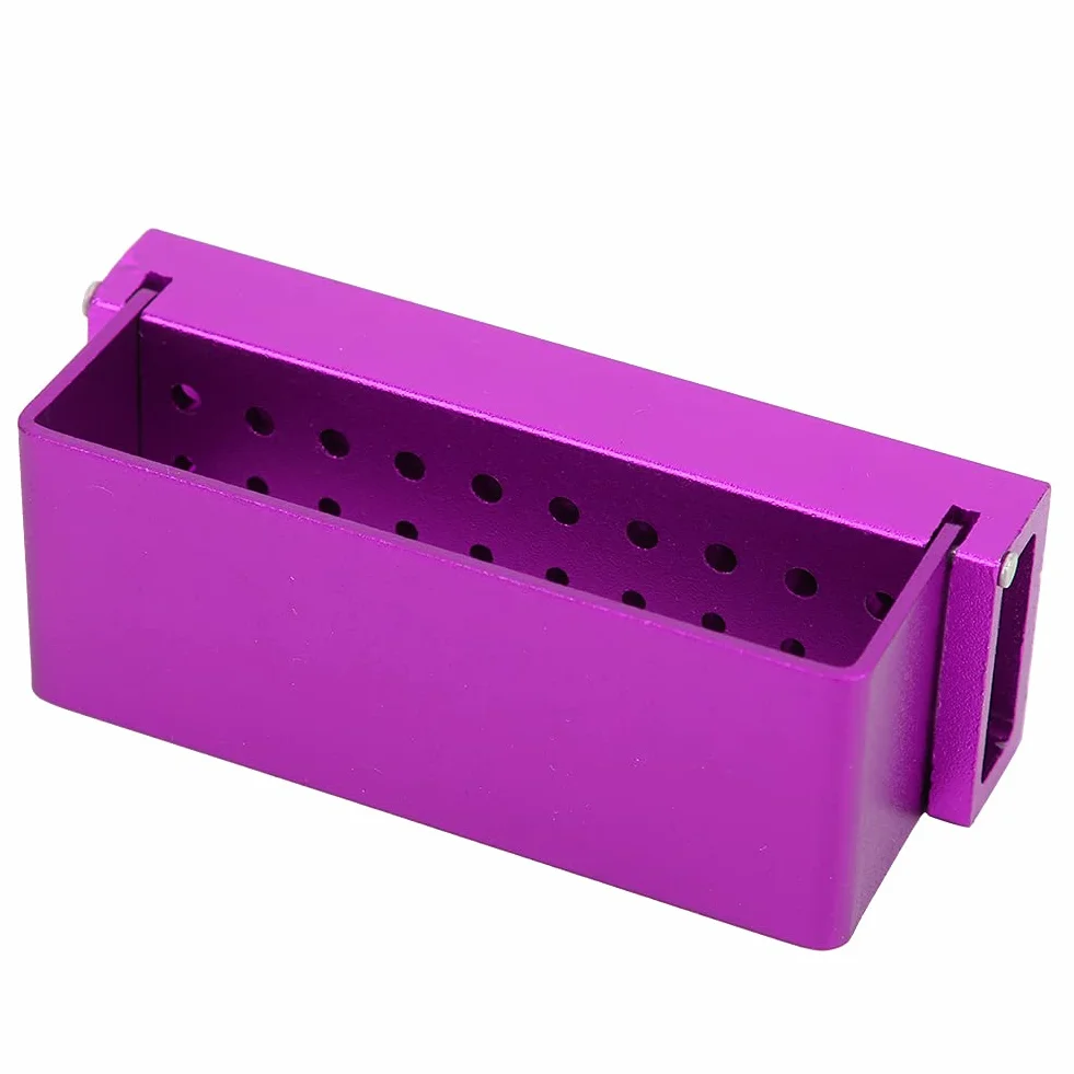 Acero inoxidable 30 agujeros Caja de fresas dentales Soporte para fresas