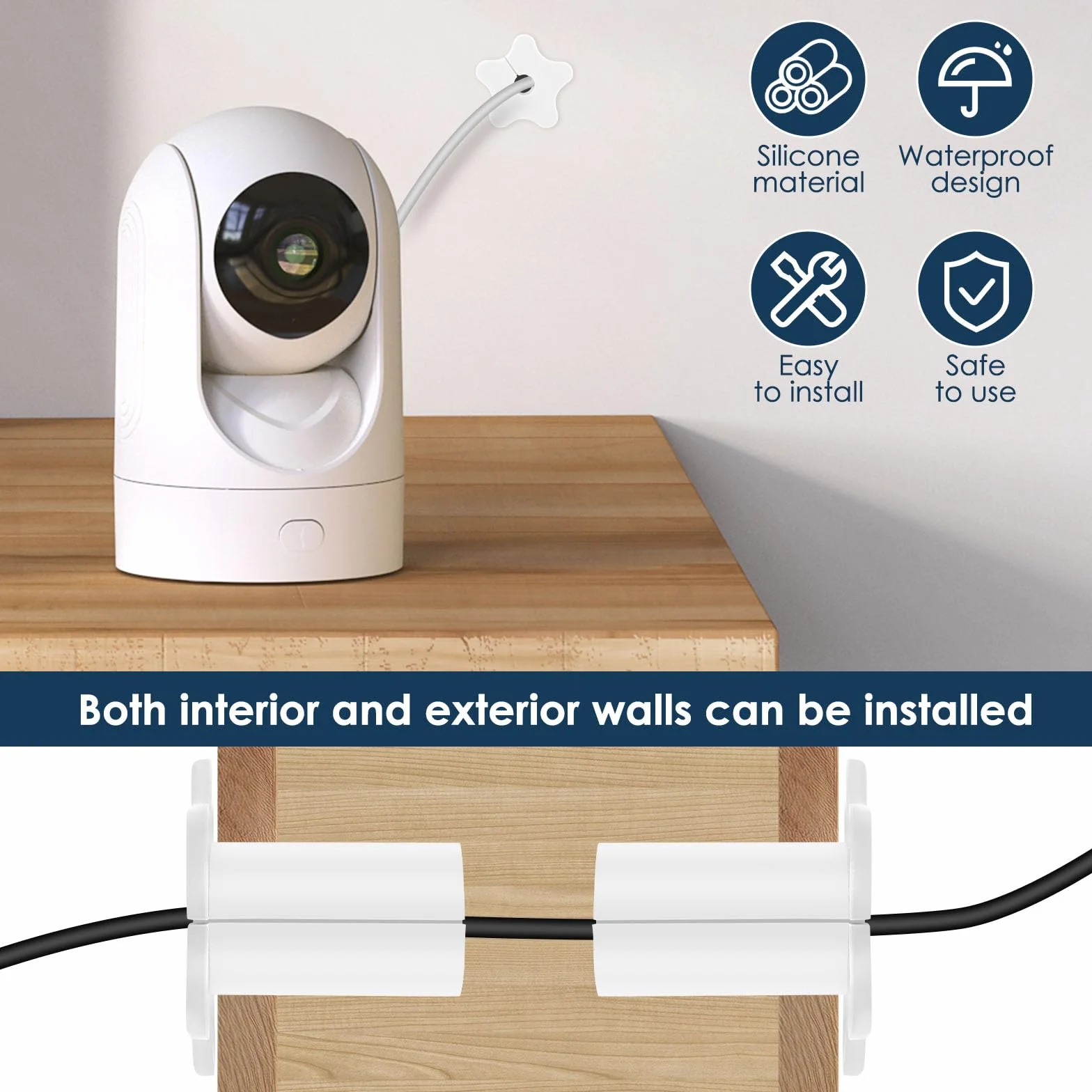 Cables de paso de pared de silicona 16 mm para exterior blanco