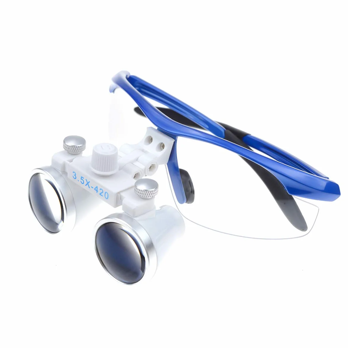 Binocular quirúrgico 3,5 X 420 mm Vidrio óptico antivaho azul
