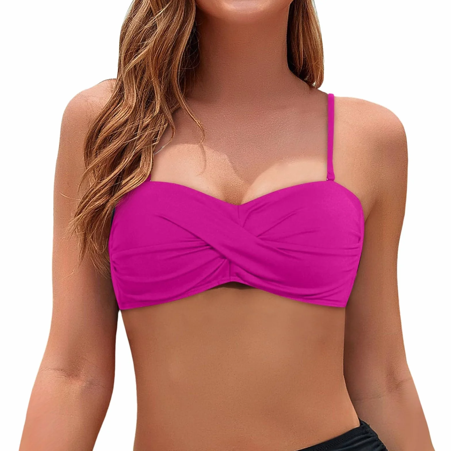 Bikini Top Bandeau para Mujer con Cordones Ajustables S-XXL